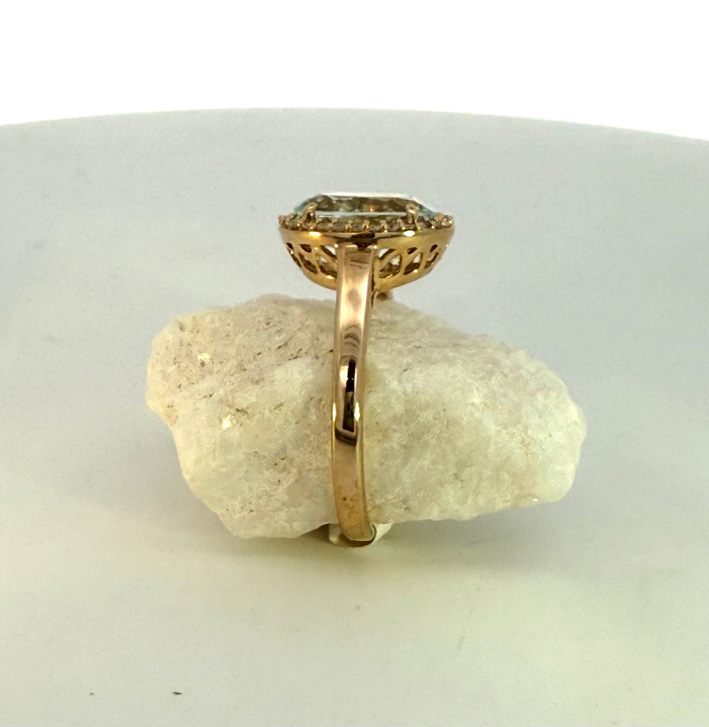 Aquamarine & Natural Mined Diamond Dress Ring
