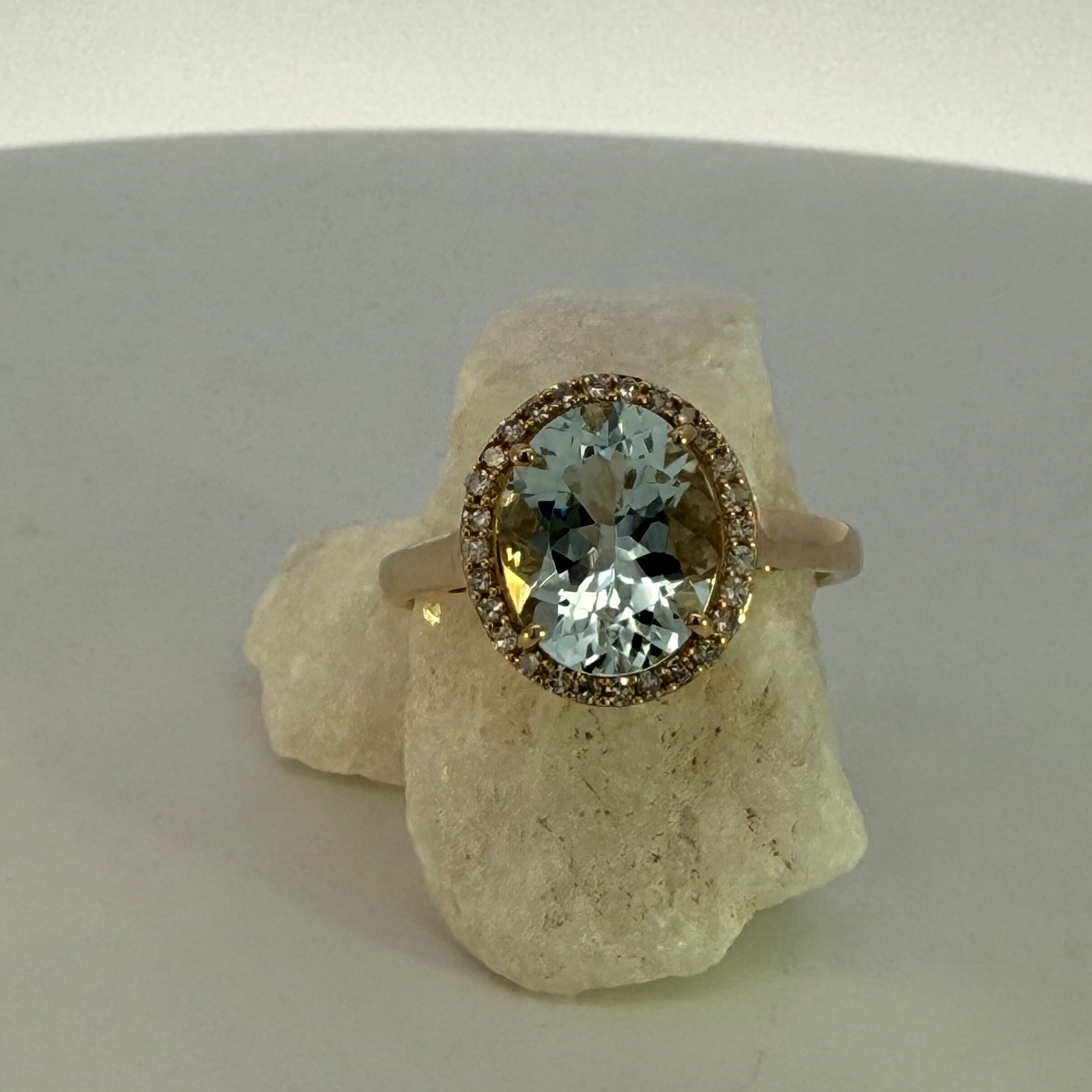 Aquamarine & Natural Mined Diamond Dress Ring