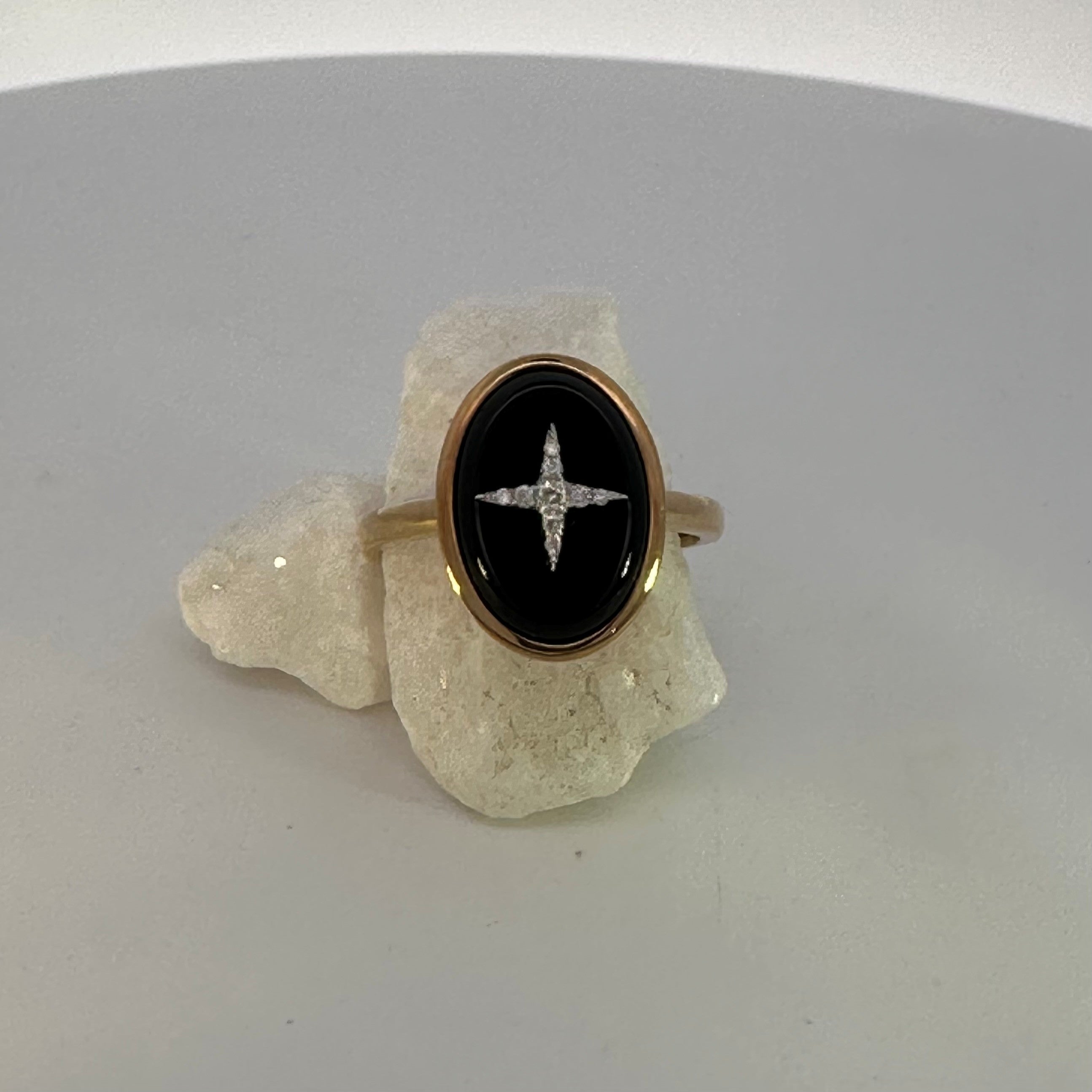 Black Onyx & Natural Mined Diamond Vintage Ring