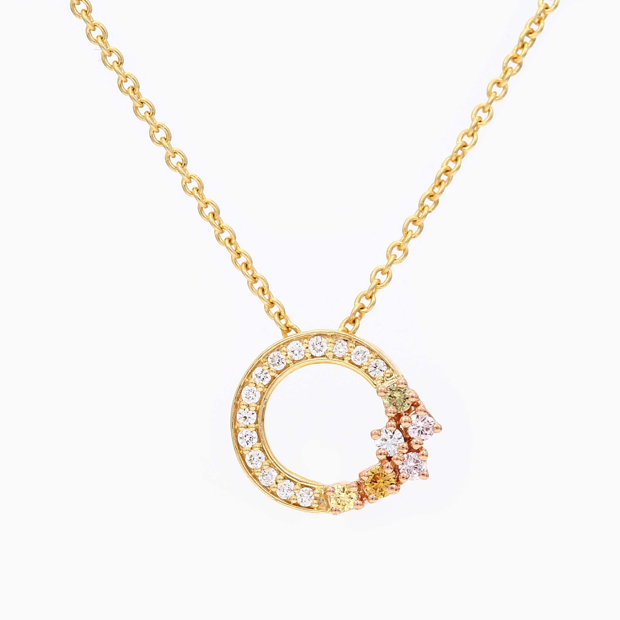 18ct Gold Argyle Pink and Coloured Diamond Pendant