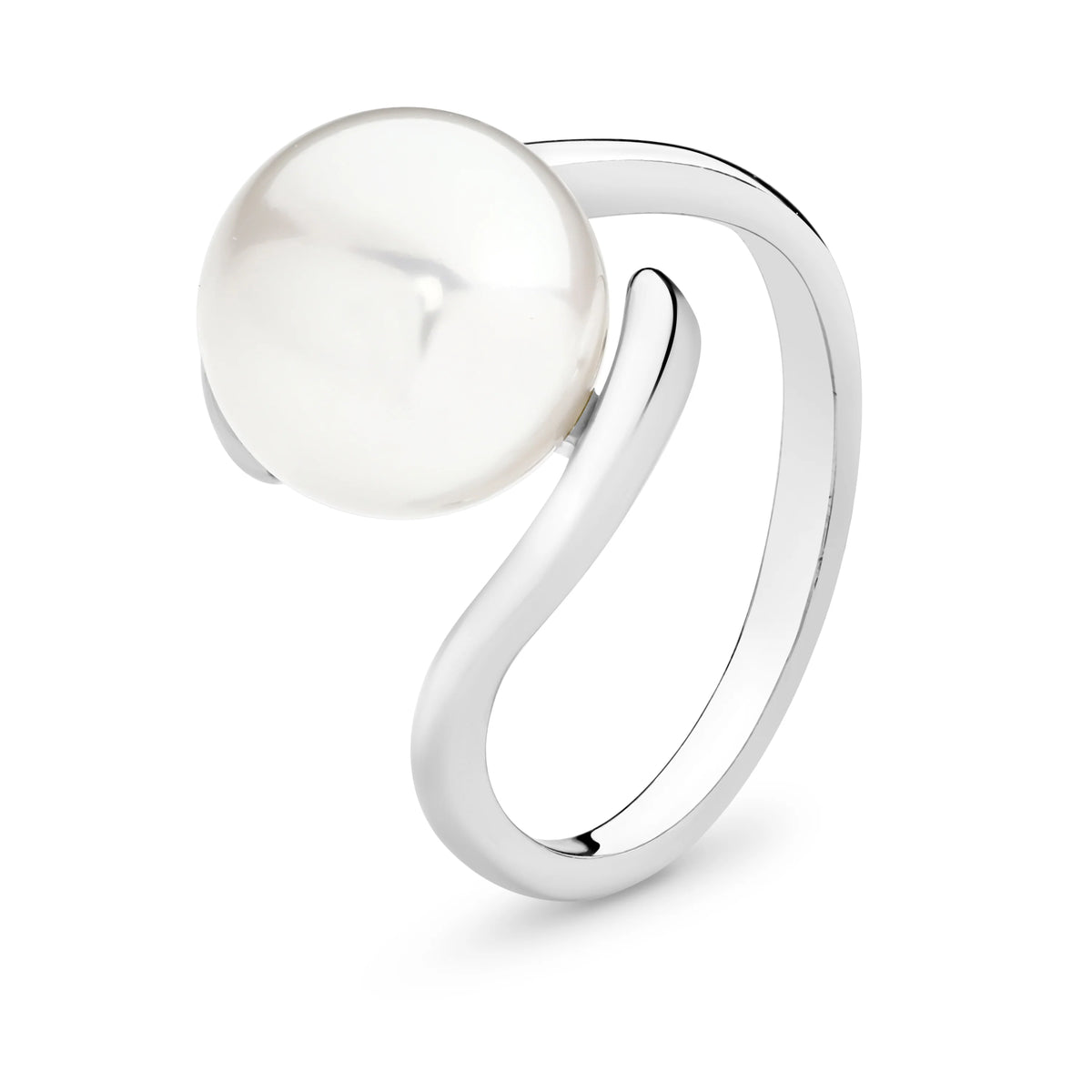 Sterling Silver White Button Freshwater Pearl Ring
