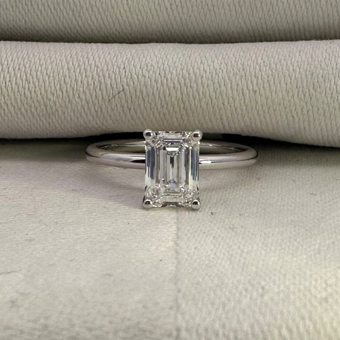 1.45ct Emerald Cut Lab Diamond Ring in 18ct White Gold