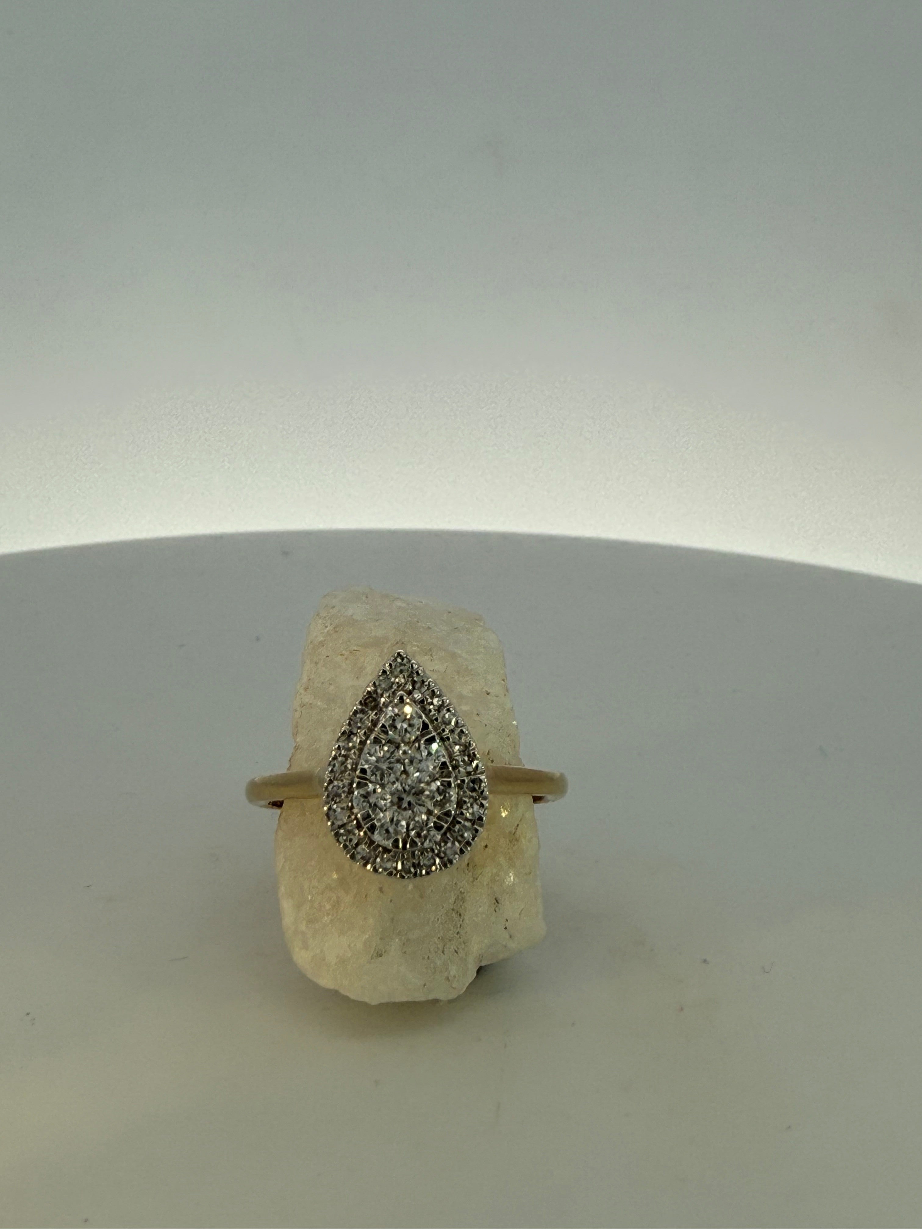 Micro Halo Pear Natural Mined Diamond Ring