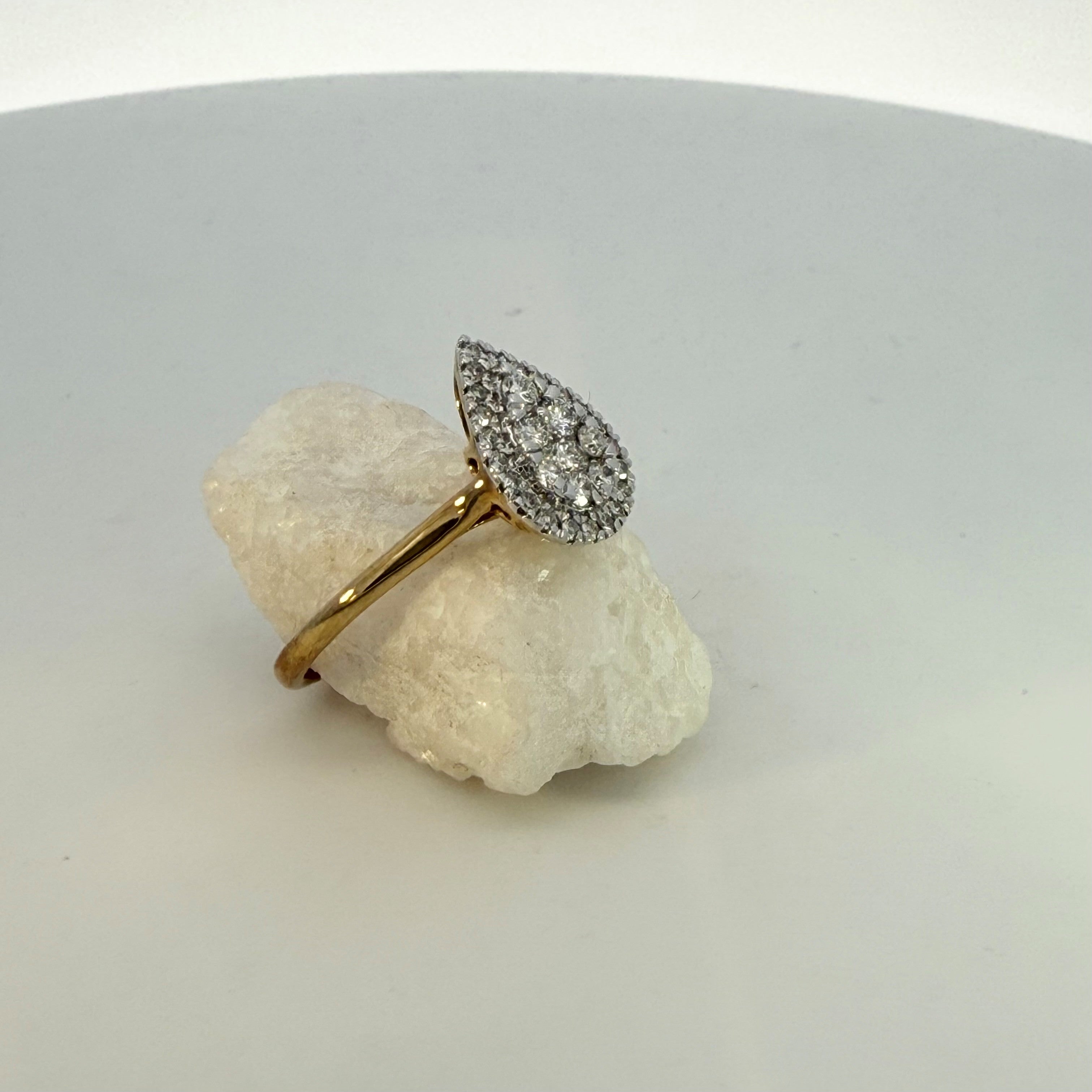 Micro Halo Pear Natural Mined Diamond Ring