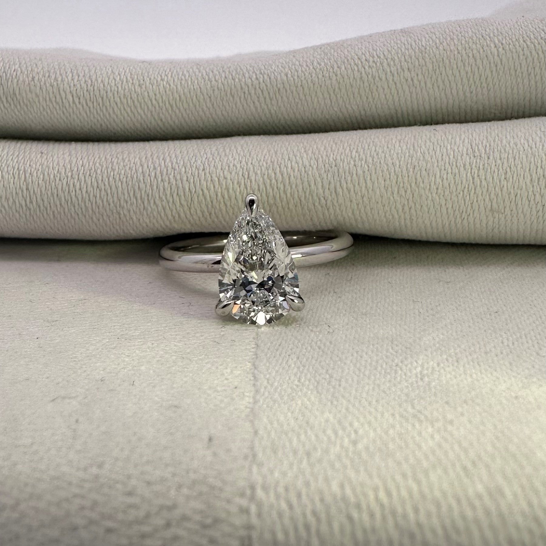 1.77ct Pear Cut Lab Grown Diamond Ring in 18ct White Gold