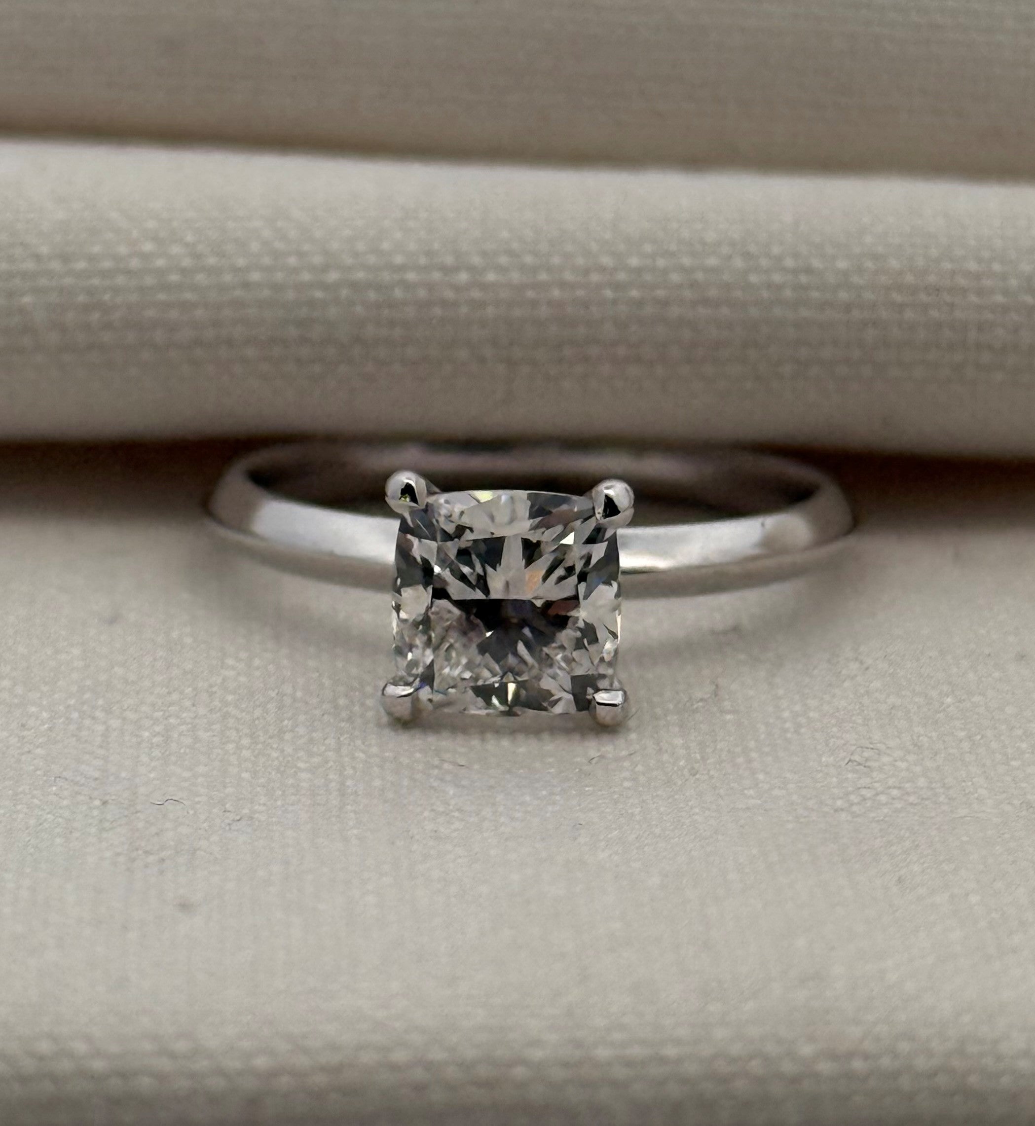 1.51ct Cushion Cut Lab Diamond Ring in Platinum