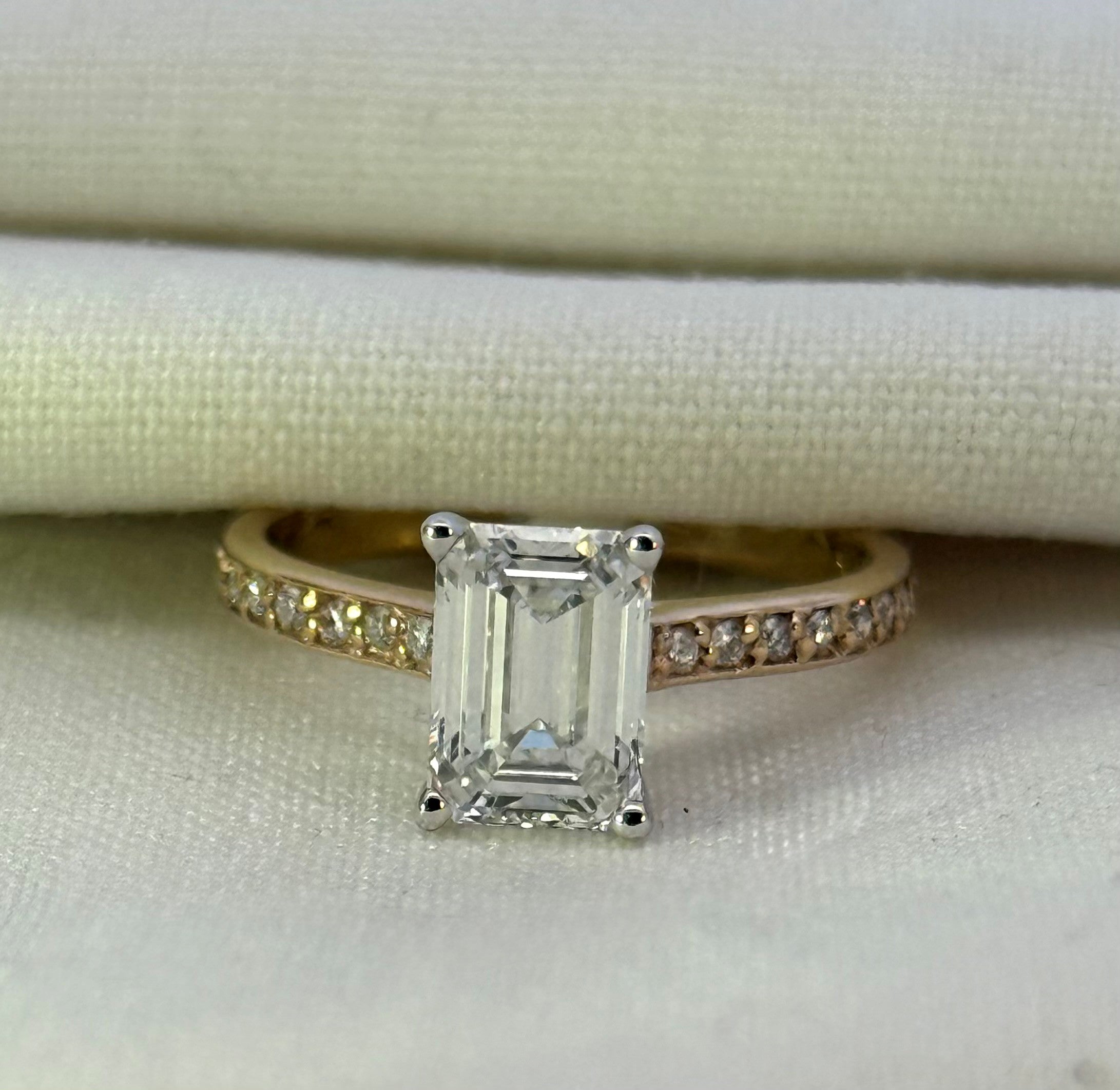 1.53ct Emerald Cut Lab Diamond Ring in 2 Tone 9ct Gold