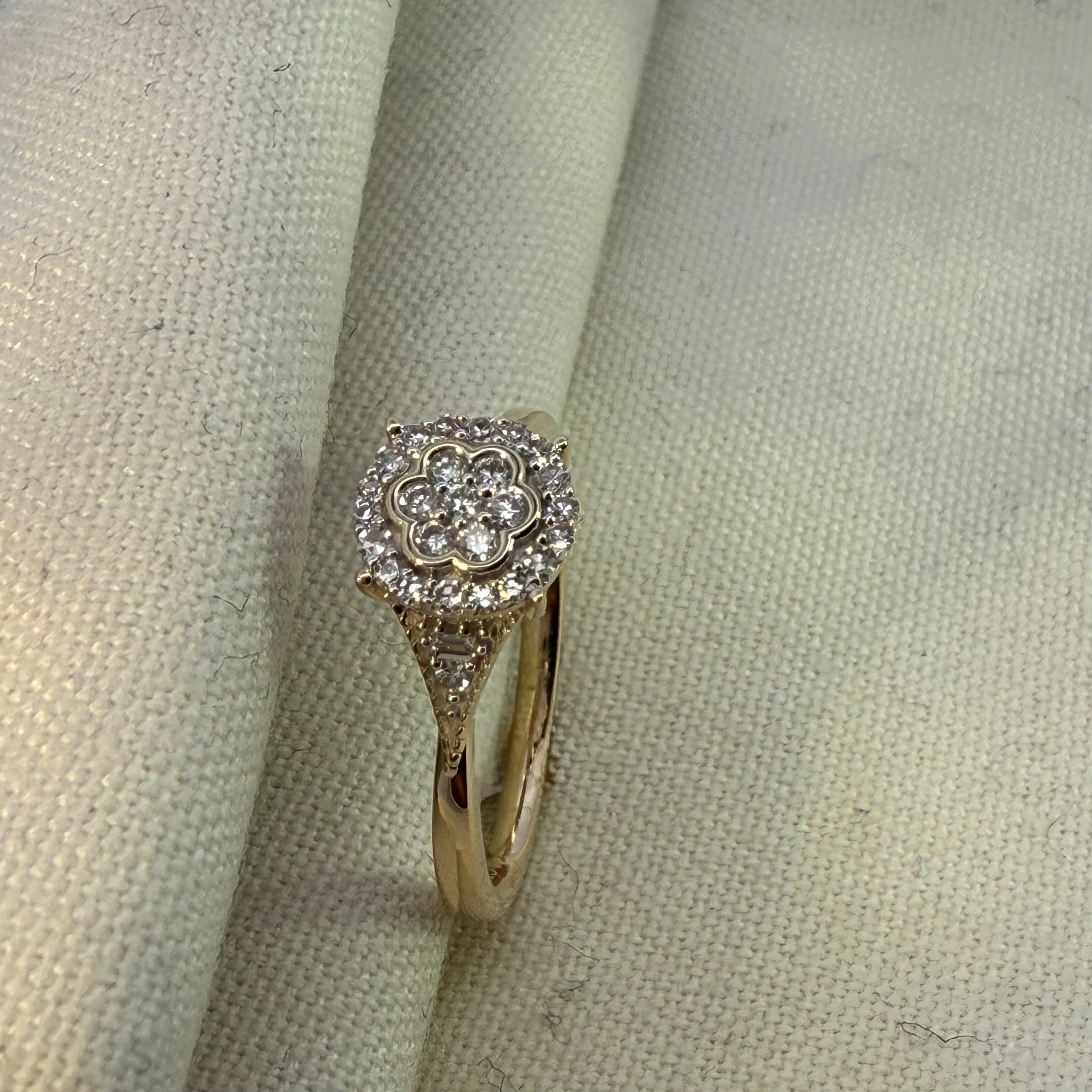 Lab Grown Diamond Micro Cluster Ring in 10ct Two-Tone Gold