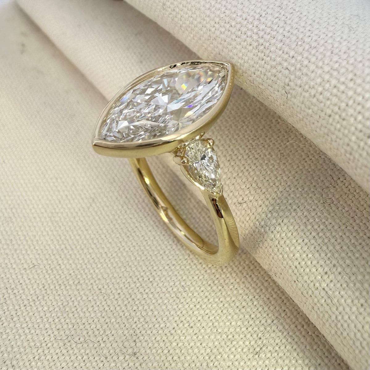 3.06ct Marquise Cut Lab Grown Diamond Ring in 9ct Yellow Gold