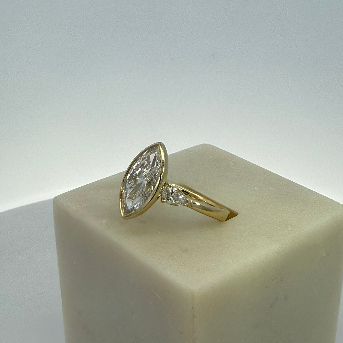 3.06ct Marquise Cut Lab Grown Diamond Ring in 9ct Yellow Gold