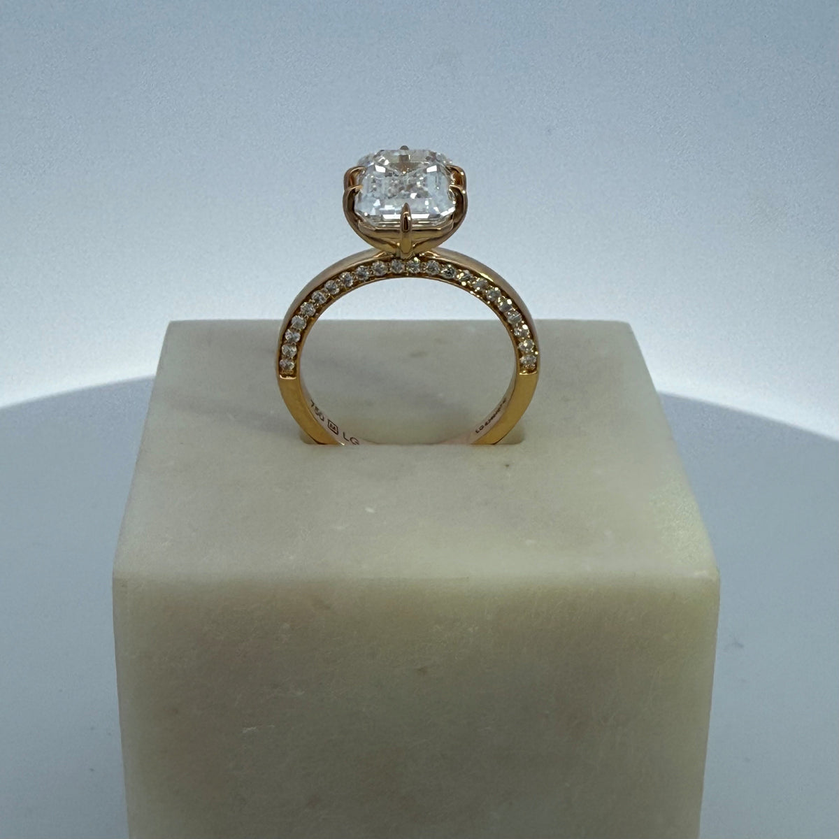 4.01ct Emerald Cut Lab Grown Diamond Ring in 18ct Yellow Gold