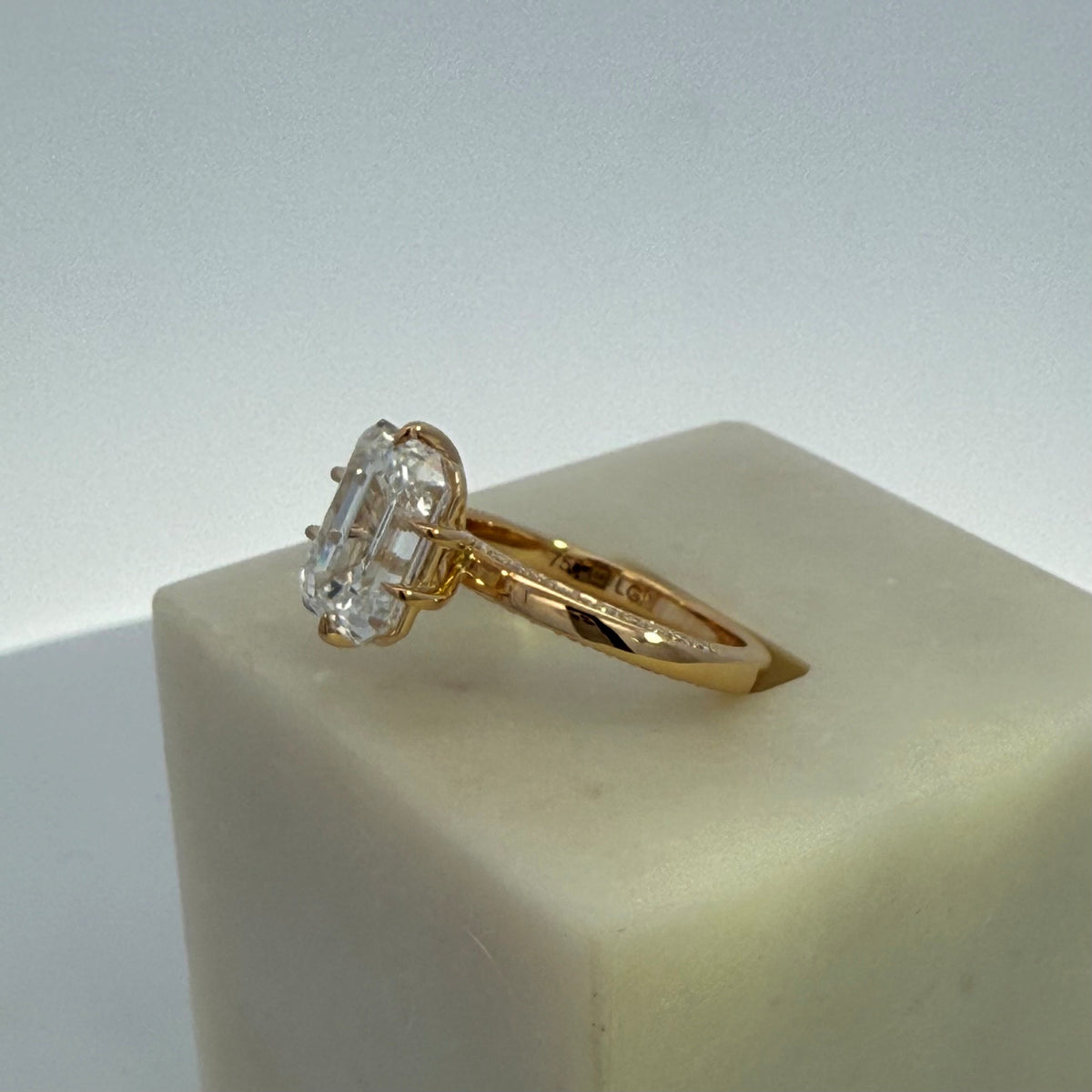 4.01ct Emerald Cut Lab Grown Diamond Ring in 18ct Yellow Gold