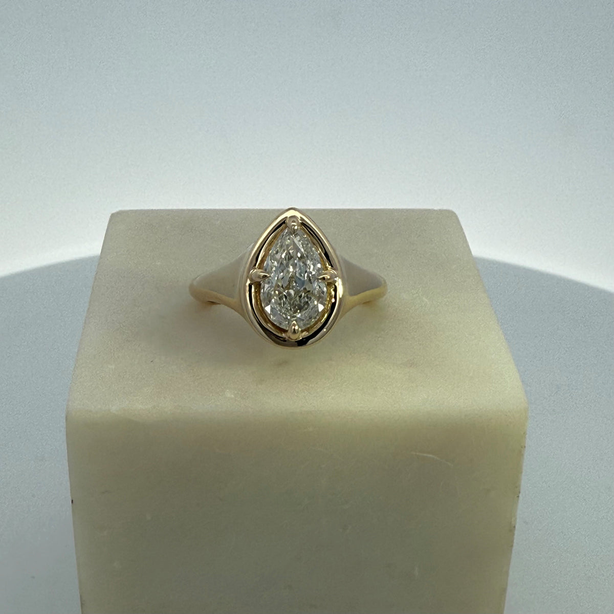 2.02ct Pear Cut Lab Grown Diamond Ring in 9ct Yellow Gold