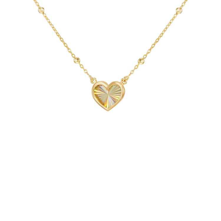 9ct Yellow Gold Rainbow Heart Necklace 40-45cm