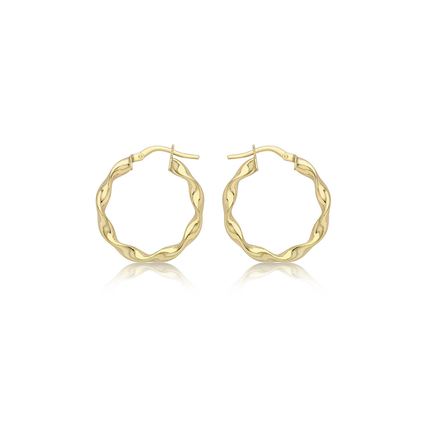 9ct Yellow Gold 22.5mm Twist Hoop Creole Earrings