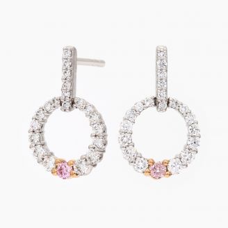 18ct Gold Argyle Pink & White Diamond Earrings