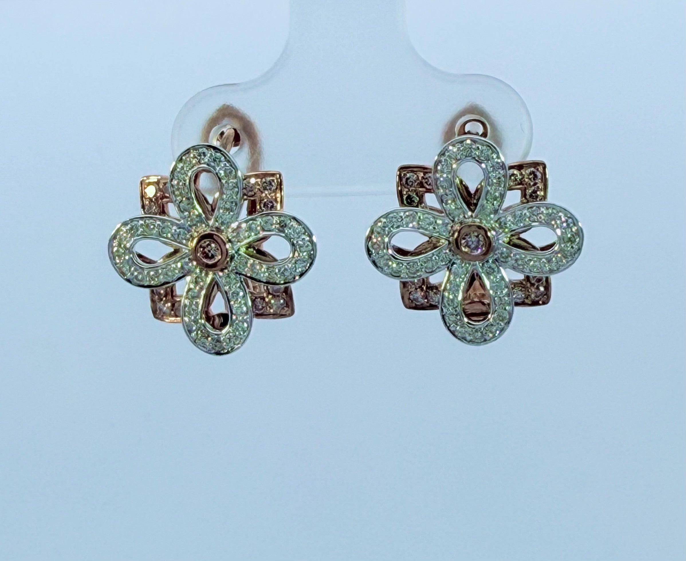 9ct Gold Arygle Pink & White Diamond Earrings