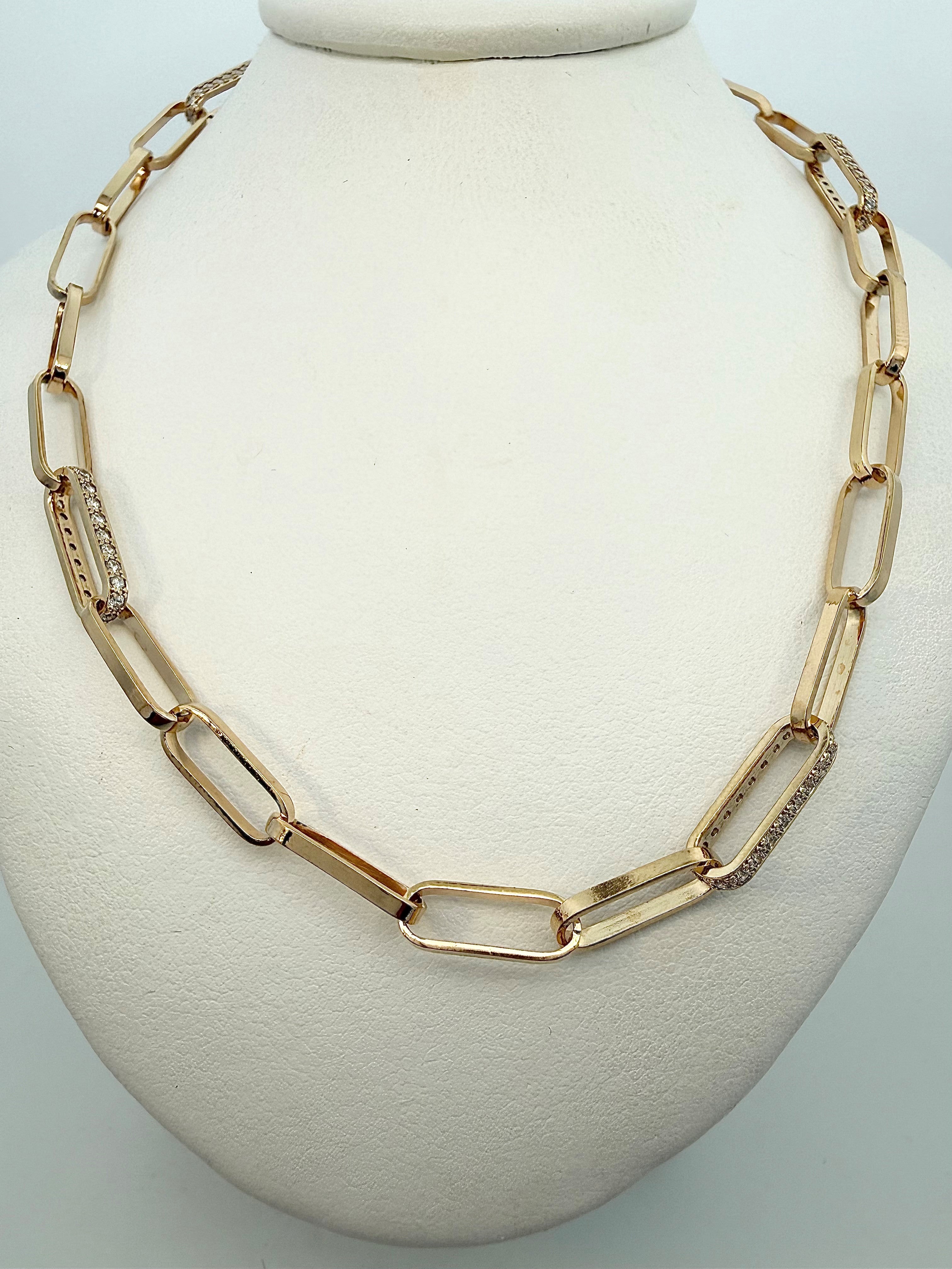 9ct Yellow Gold Chain Necklace in Paper Clip 50cm