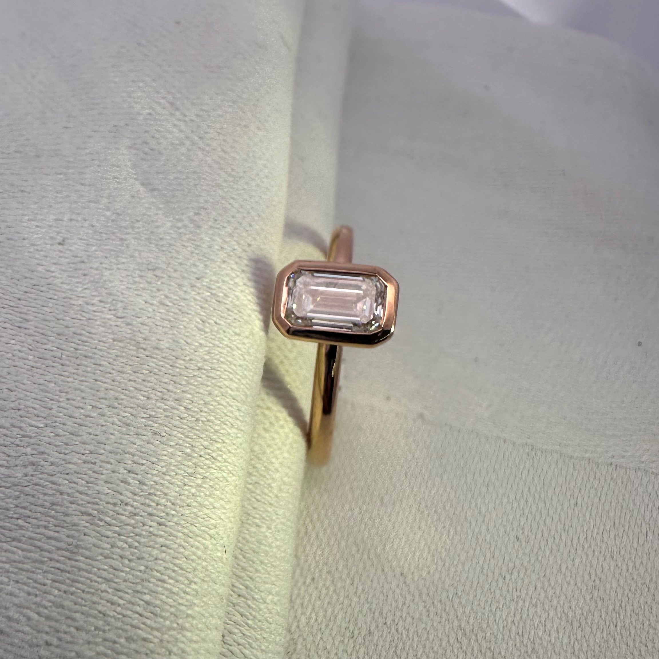 1.01ct Emerald Cut Lab Diamond Ring in 18ct Rose Gold