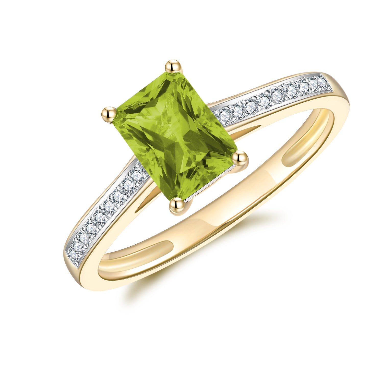 9ct Yellow Gold & Peridot Diamond Ring