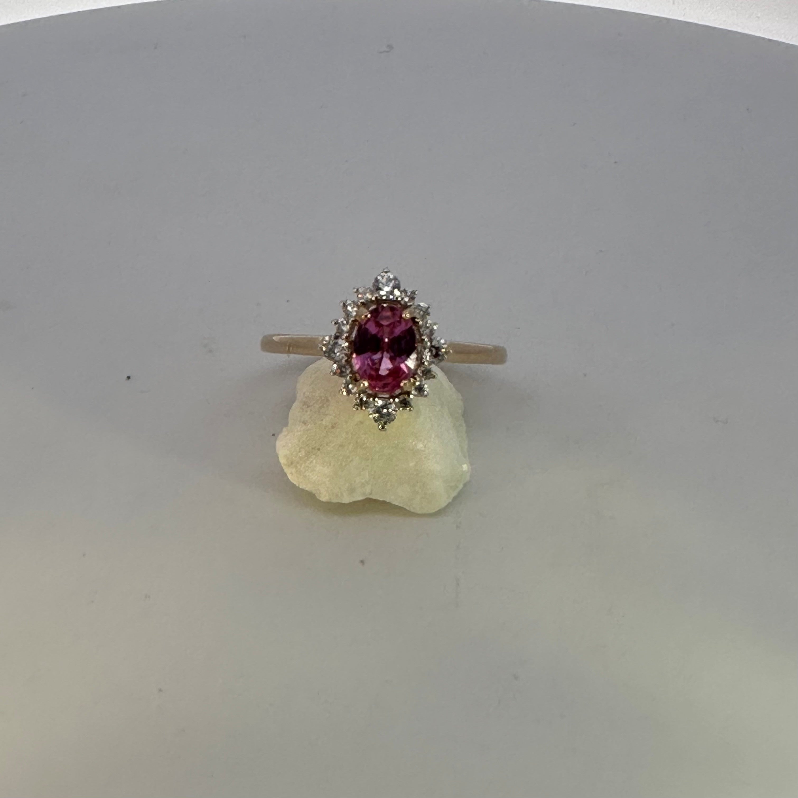 Pink Sapphire and Natural Mined Diamond Cluster Dress Ring