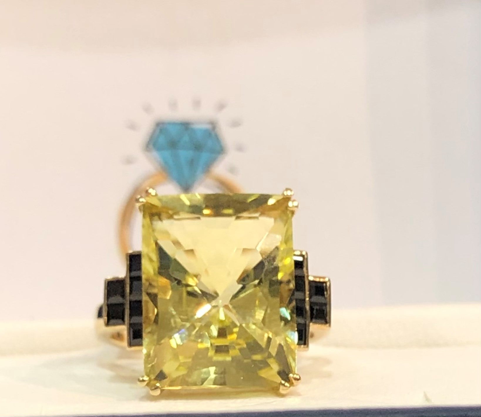 9ct Yellow Gold Lemon Quartz & Sapphire Ring