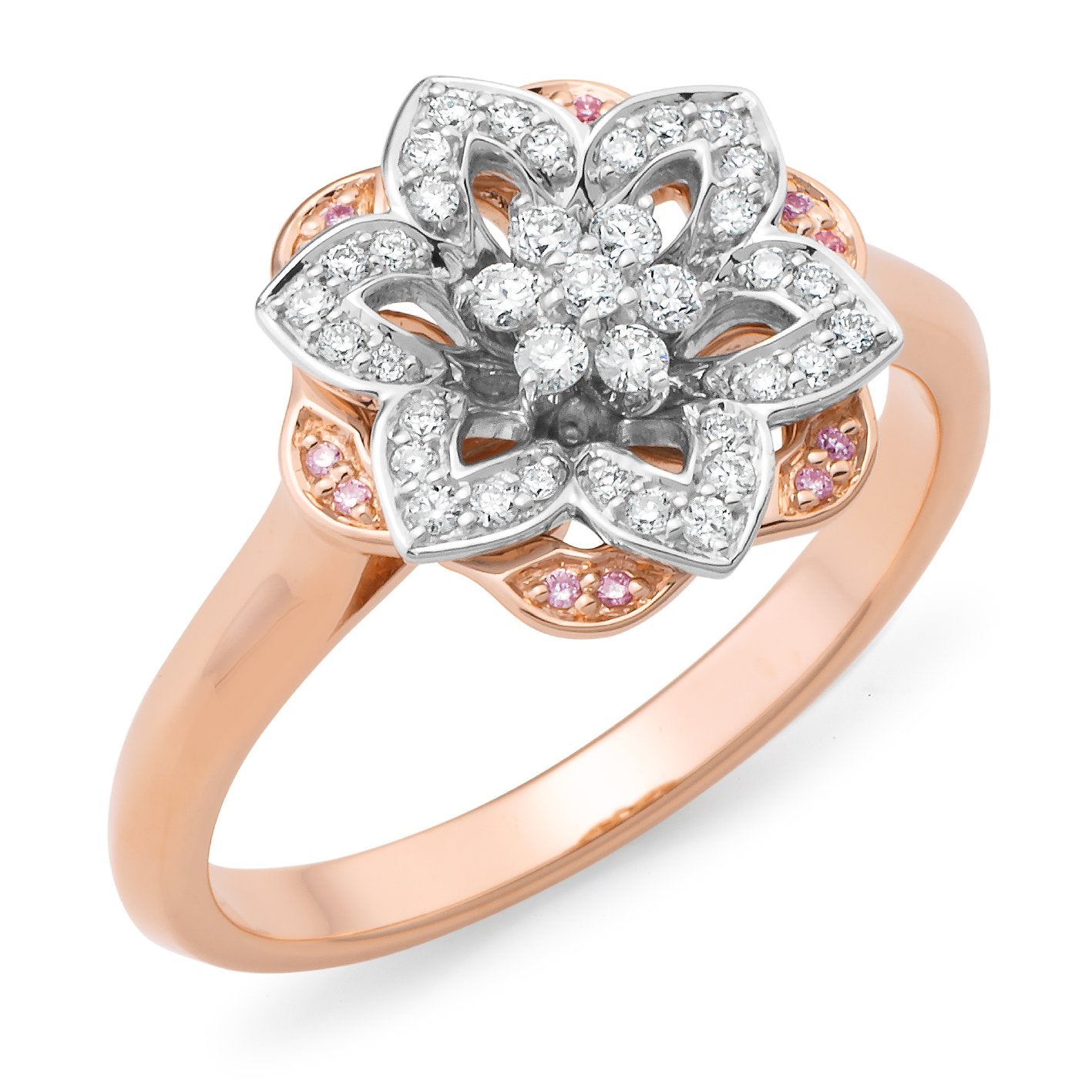 0.23ct White & Pink Diamond Ring in 9ct Rose & White Gold