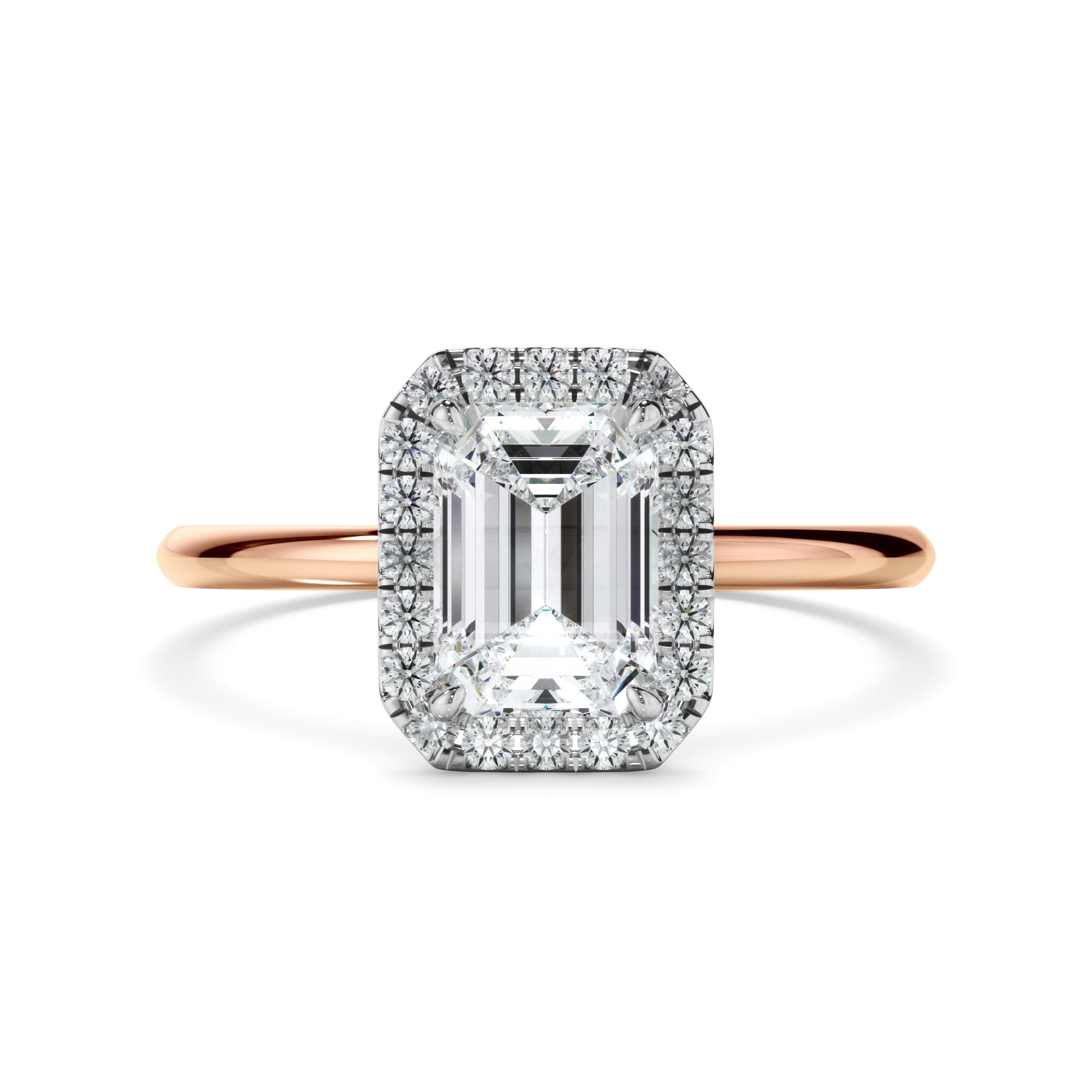 Emerald Cut Diamond Halo Engagement Ring