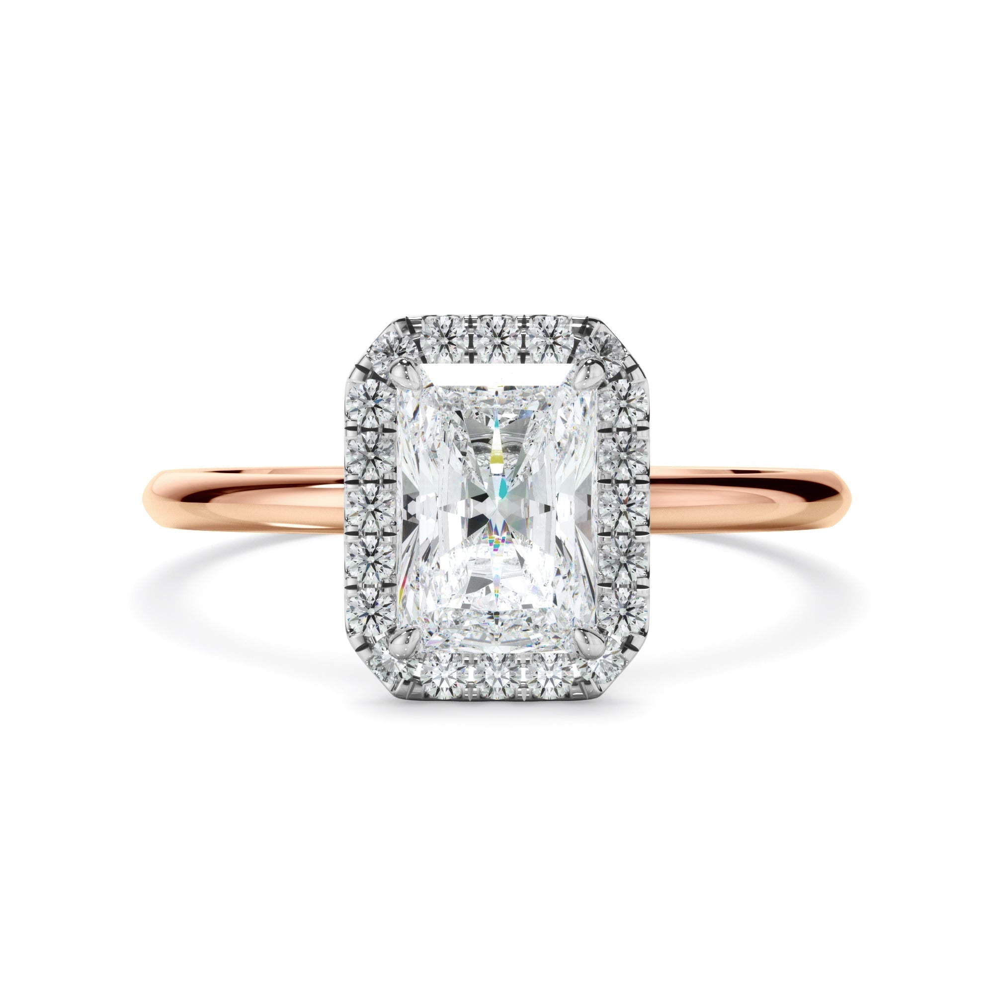 Radiant Cut Diamond Halo Engagement Ring