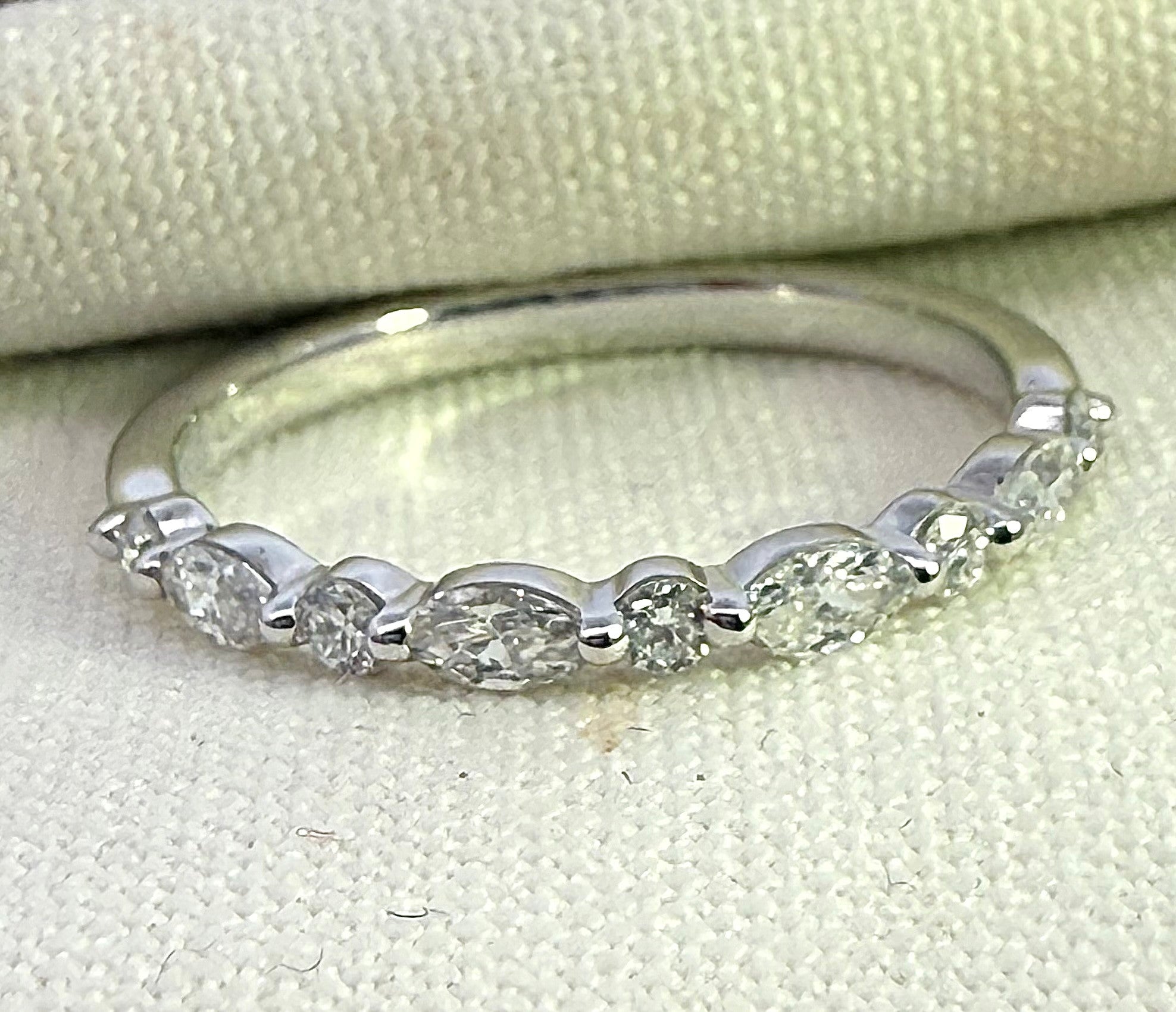 033ct Marquise & Round Brilliant Lab Diamond Ring in 18ct White Gold