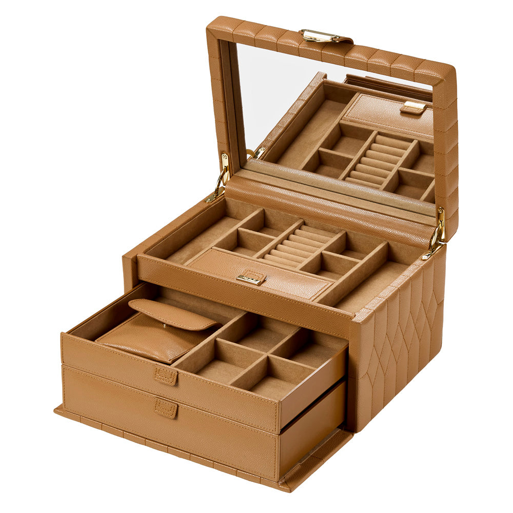 WOLF Lauren Medium Jewellery Box Caramel