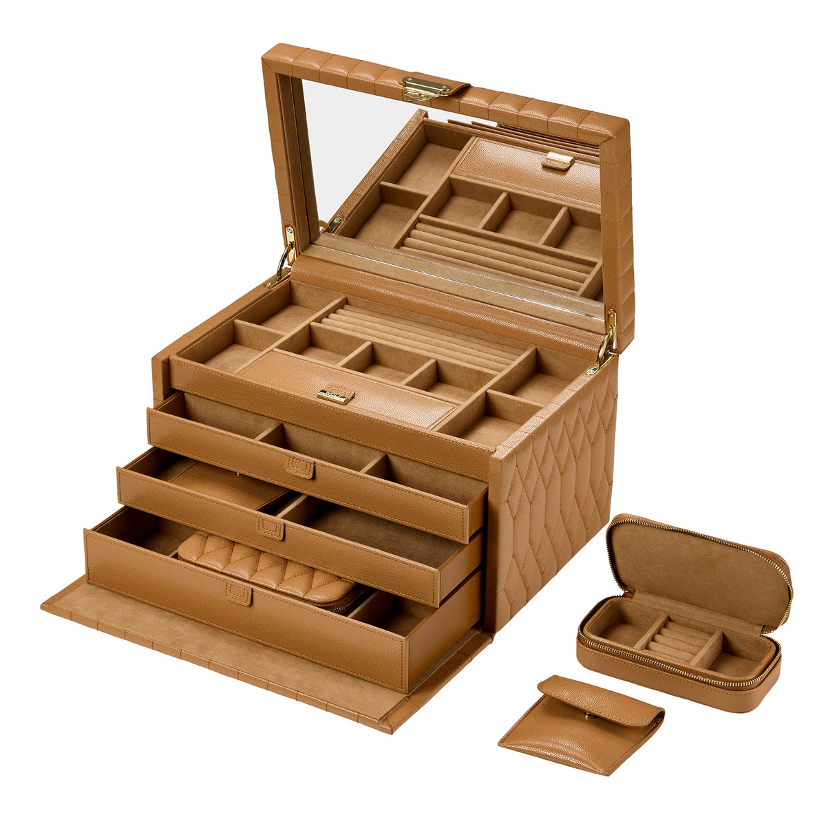 WOLF Lauren Large Jewellery Box Caramel