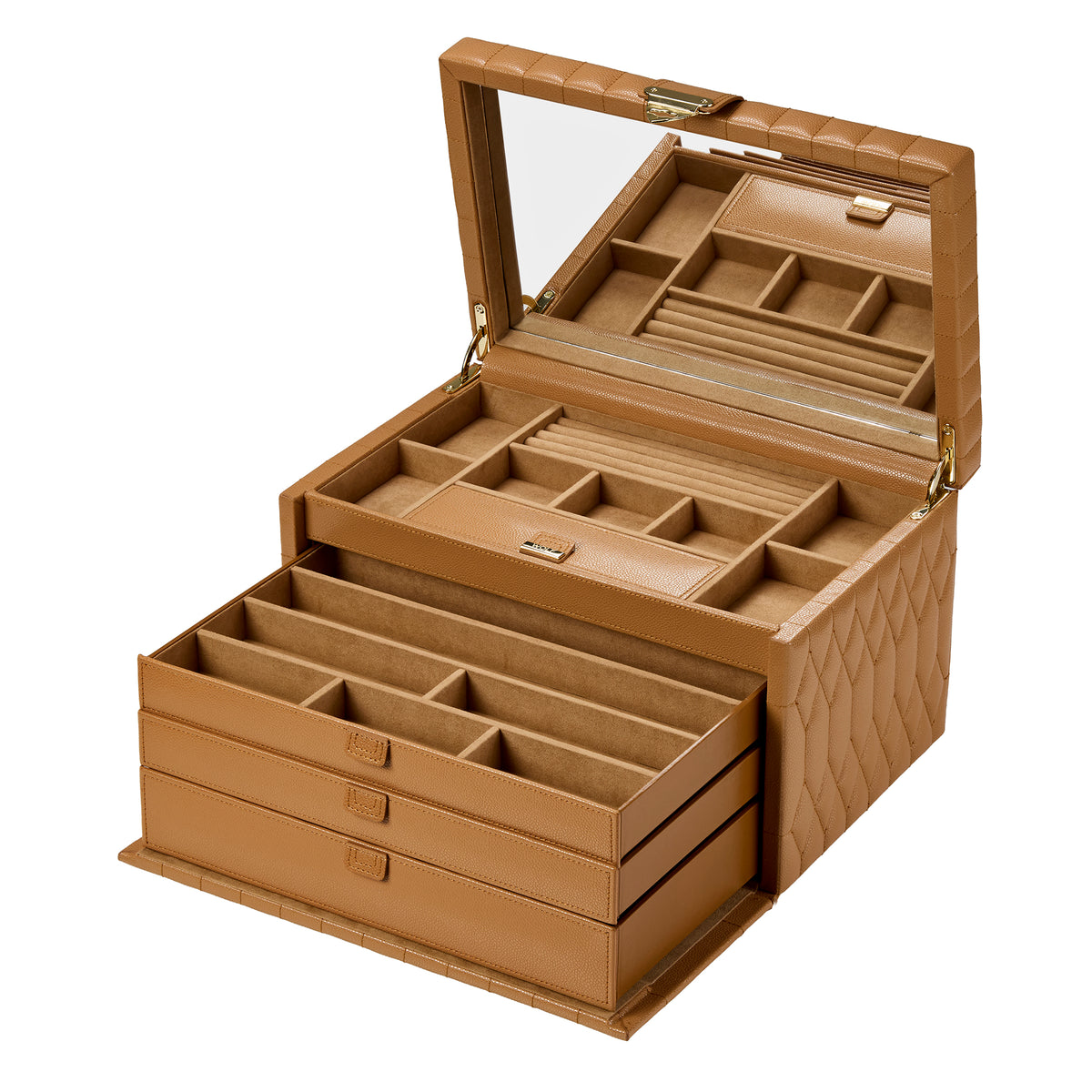 WOLF Lauren Large Jewellery Box Caramel