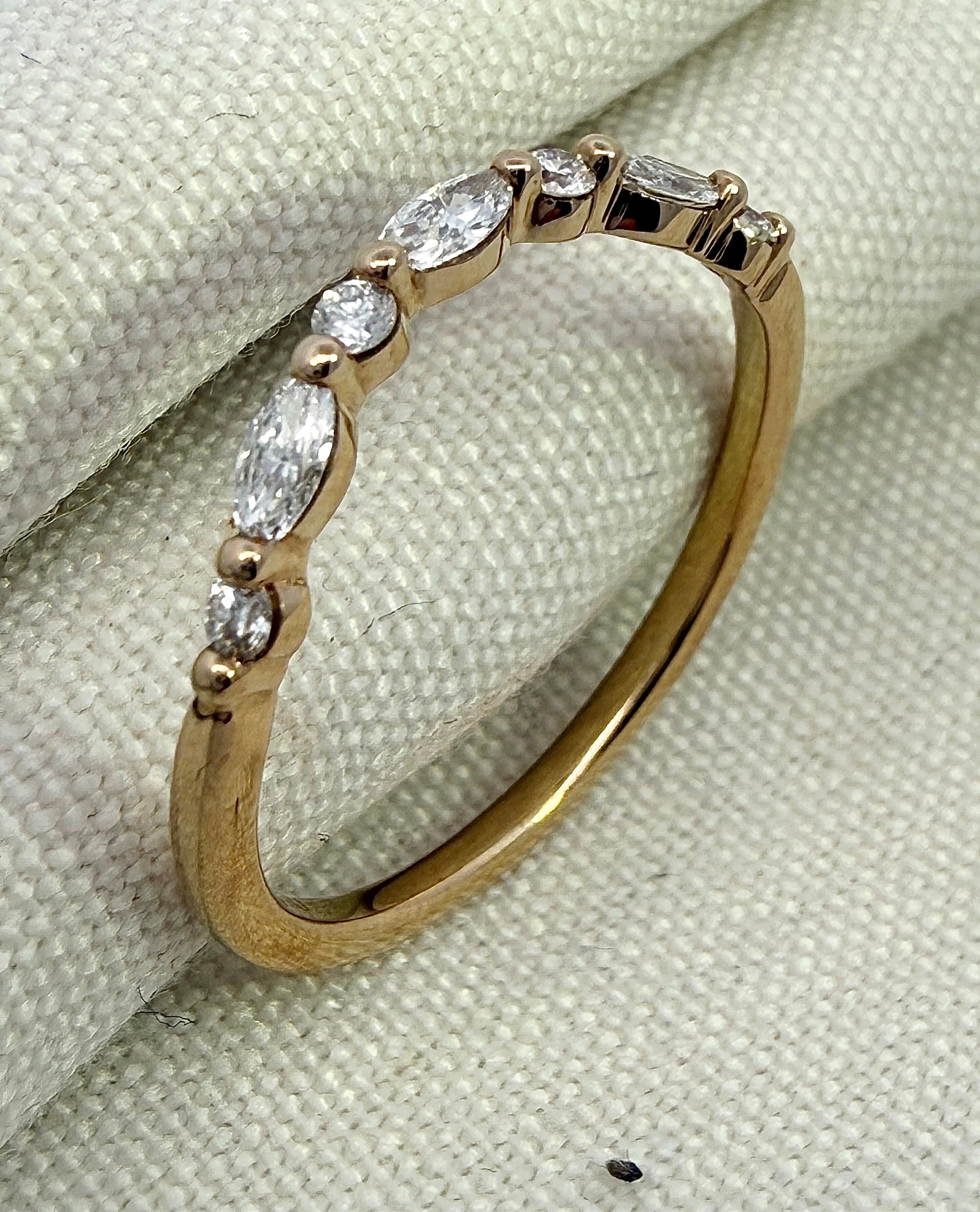 0.24ct Marquise & Round Cut Lab Grown Diamond Ring in 9ct Yellow Gold
