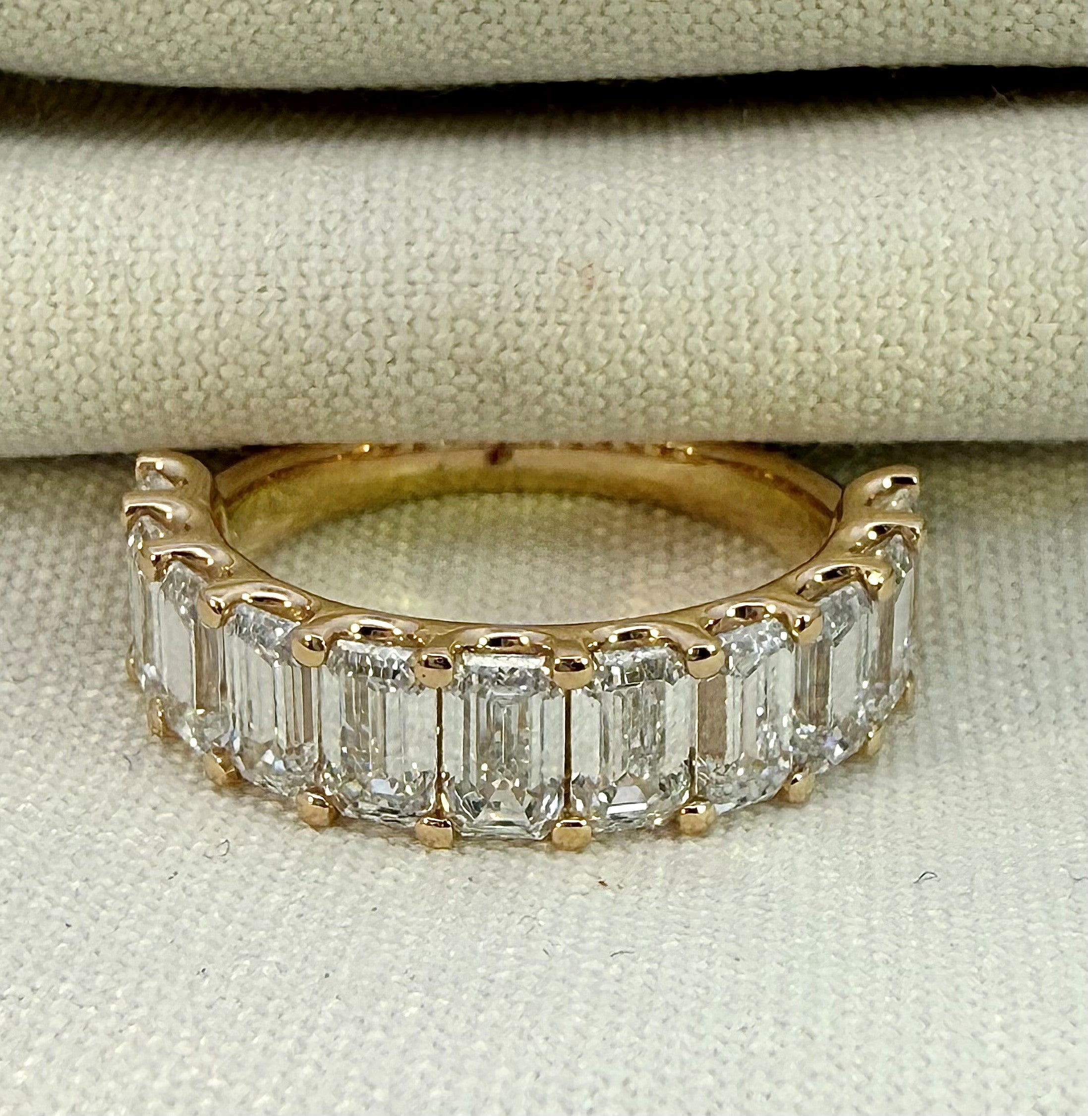 3.30ct Emerald Cut Lab Grown Diamond Ring in 14ct Yellow Gold