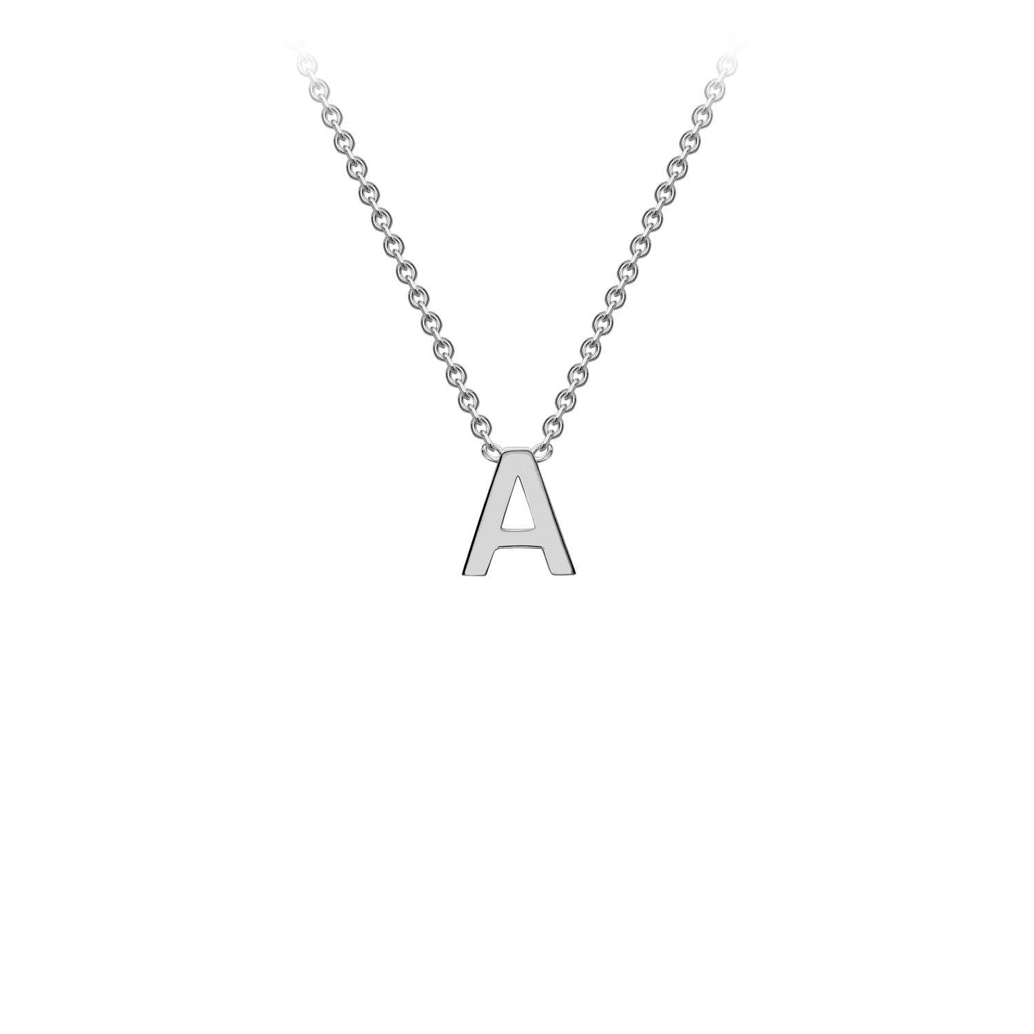 9ct White Gold 'A' Initial Adjustable Letter Necklace 38/43cm