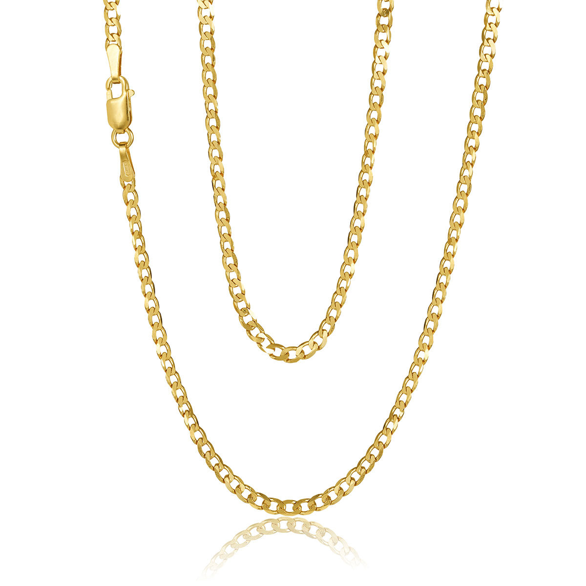 9ct Yellow Gold 2.4mm Open 6 Sided Curb Chain