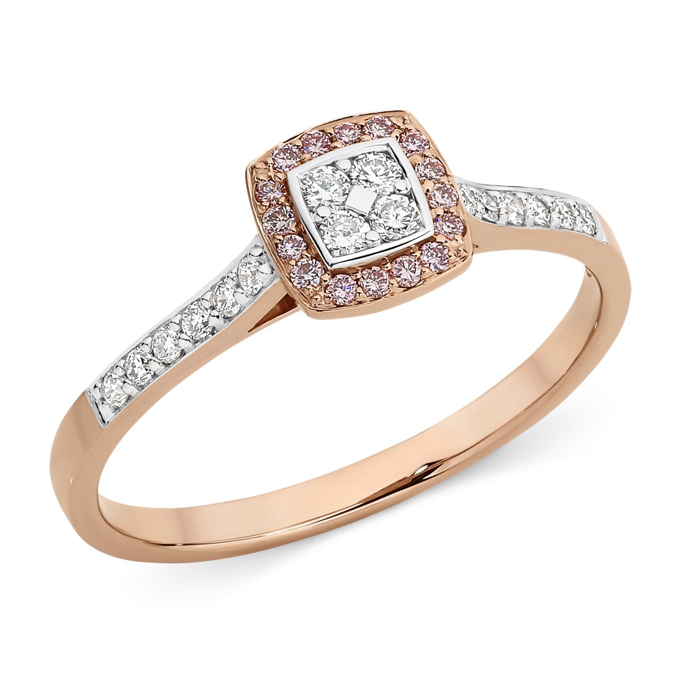 0.25ct White & Pink Diamond Ring in 9ct Rose Gold