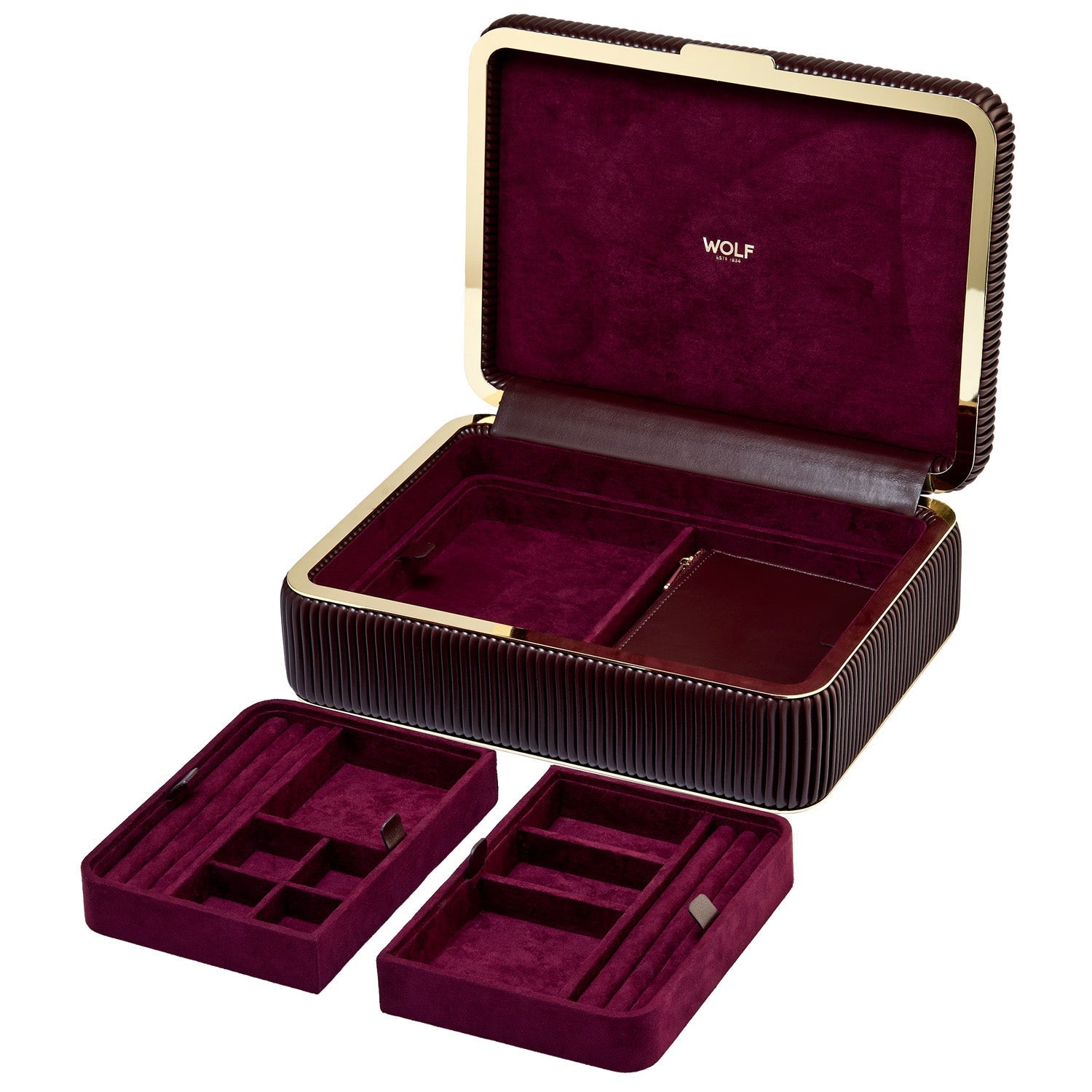 Wolf Bella Medium Jewellery Box Bordeaux