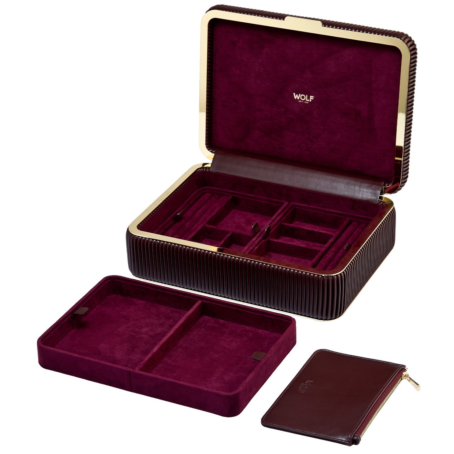 Wolf Bella Medium Jewellery Box Bordeaux