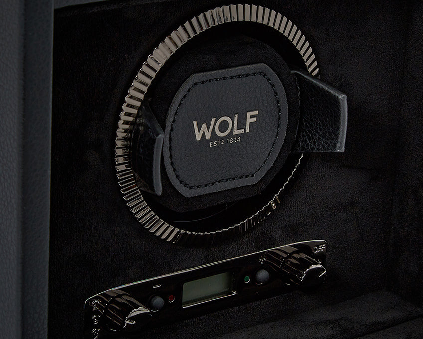 Wolf British Racing Single Watch Winder with Storage Black