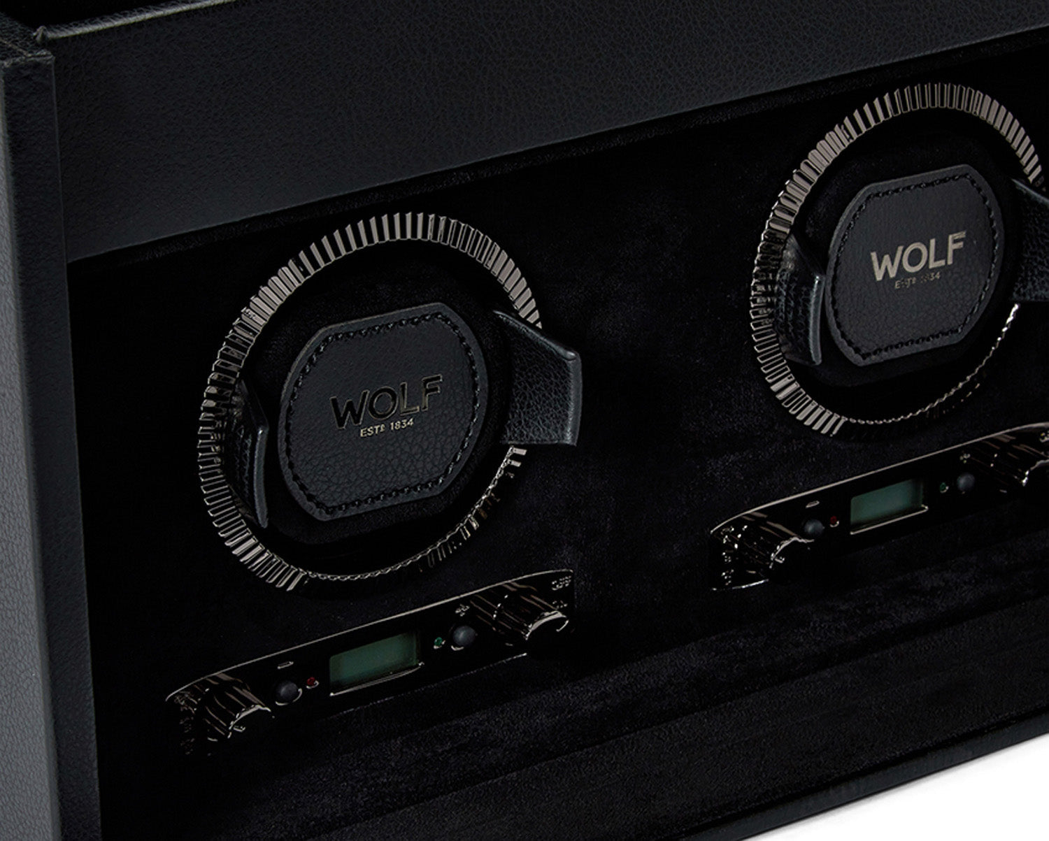 Wolf British Racing Double Watch Winder with Storage Black