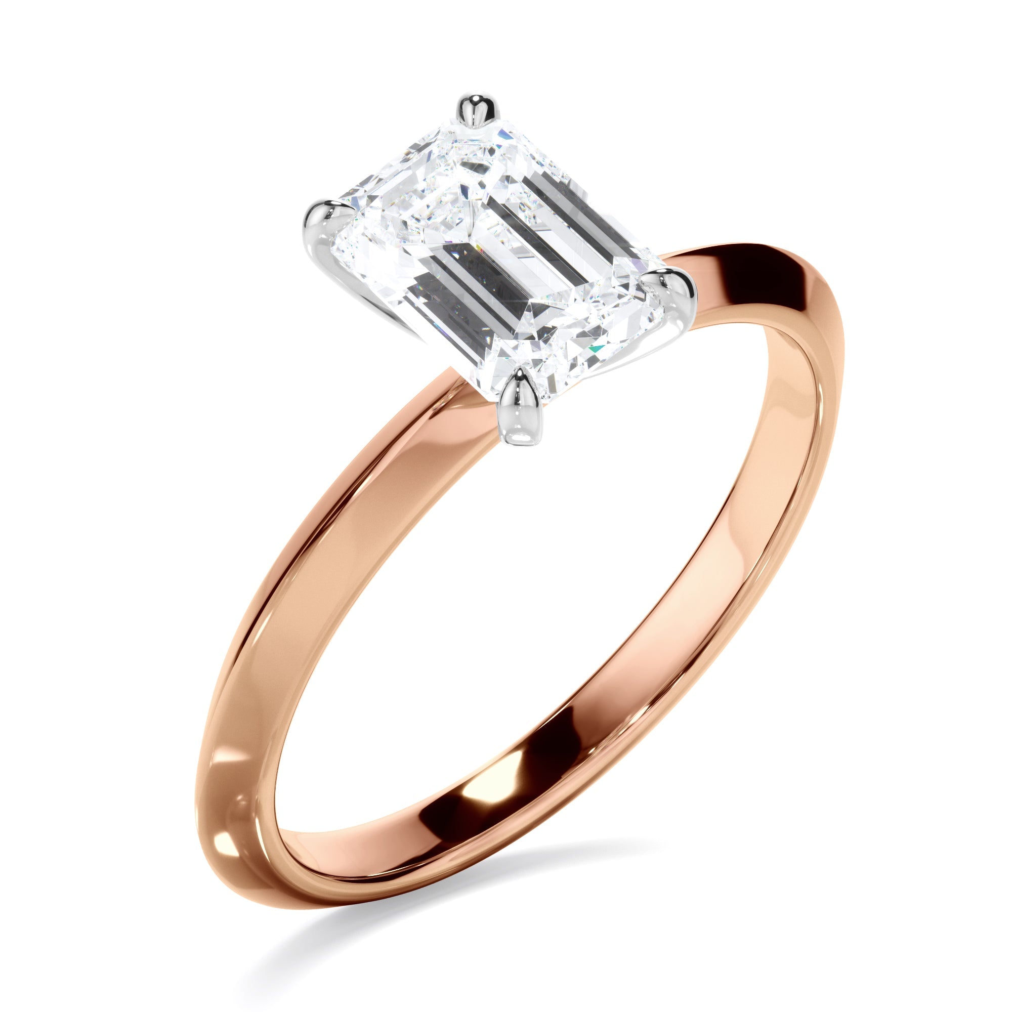 Emerald Cut Diamond Solitaire Knife Edge Engagement Ring