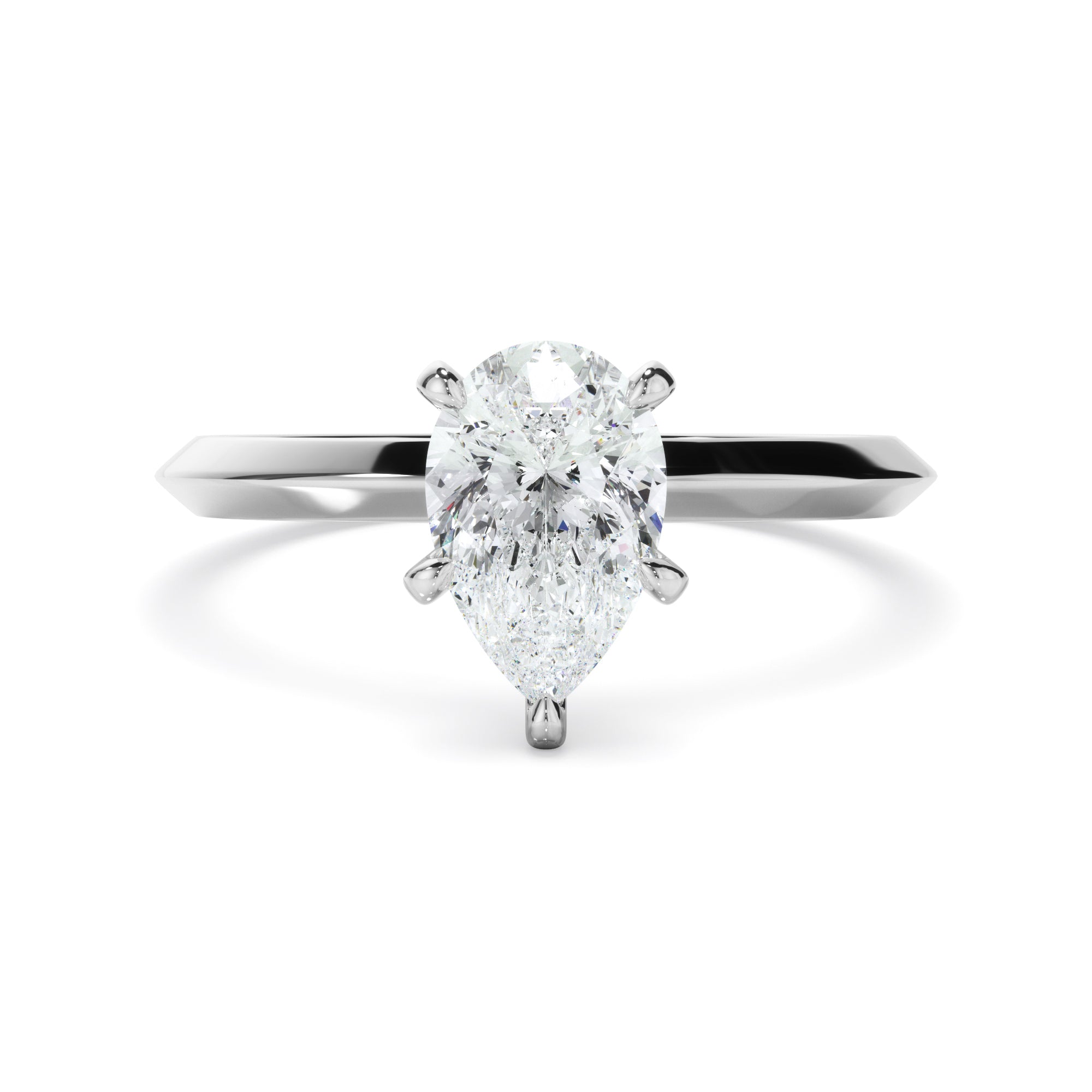 Pear Cut Diamond Solitaire Knife Edge Engagement Ring