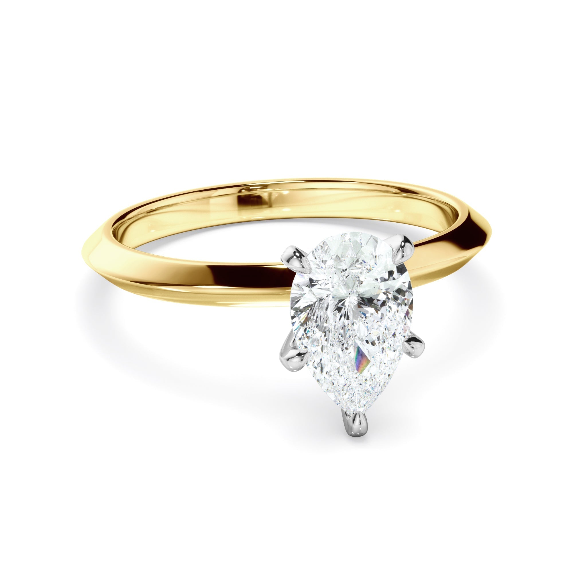 Pear Cut Diamond Solitaire Knife Edge Engagement Ring