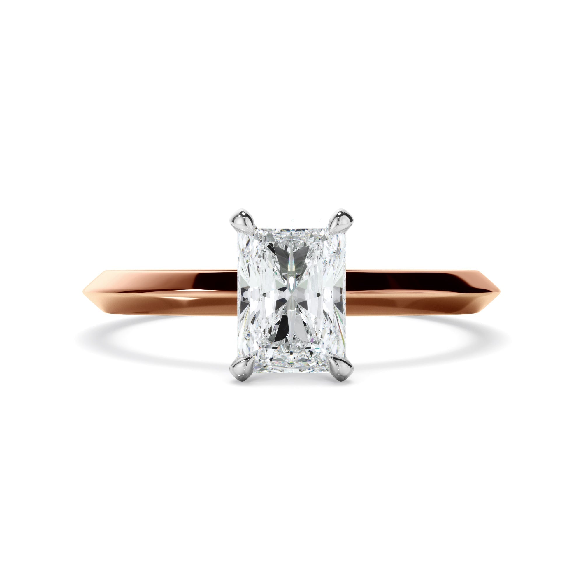 Radiant Cut Diamond Solitaire Knife Edge Engagement Ring