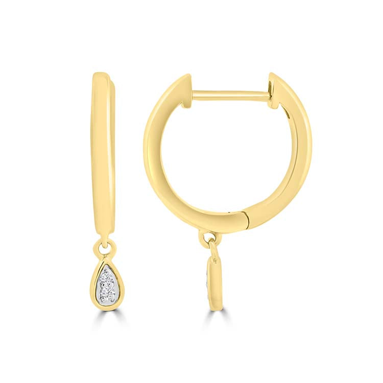 Diamond Hoop Earrings with 0.02ct Diamonds in 9ct Yellow Gold