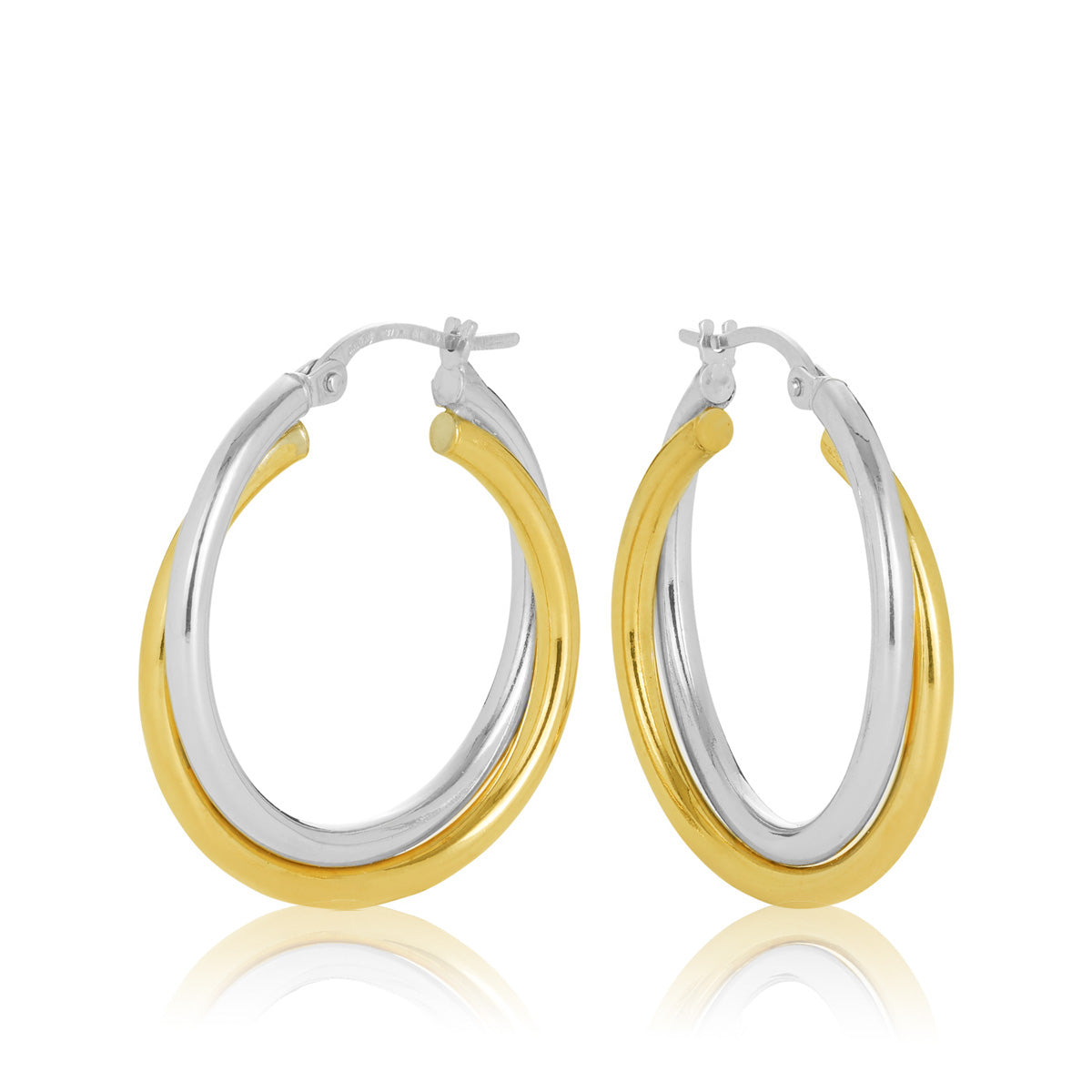 9ct Yellow Gold Cross Over 20mm Hoop Earrings