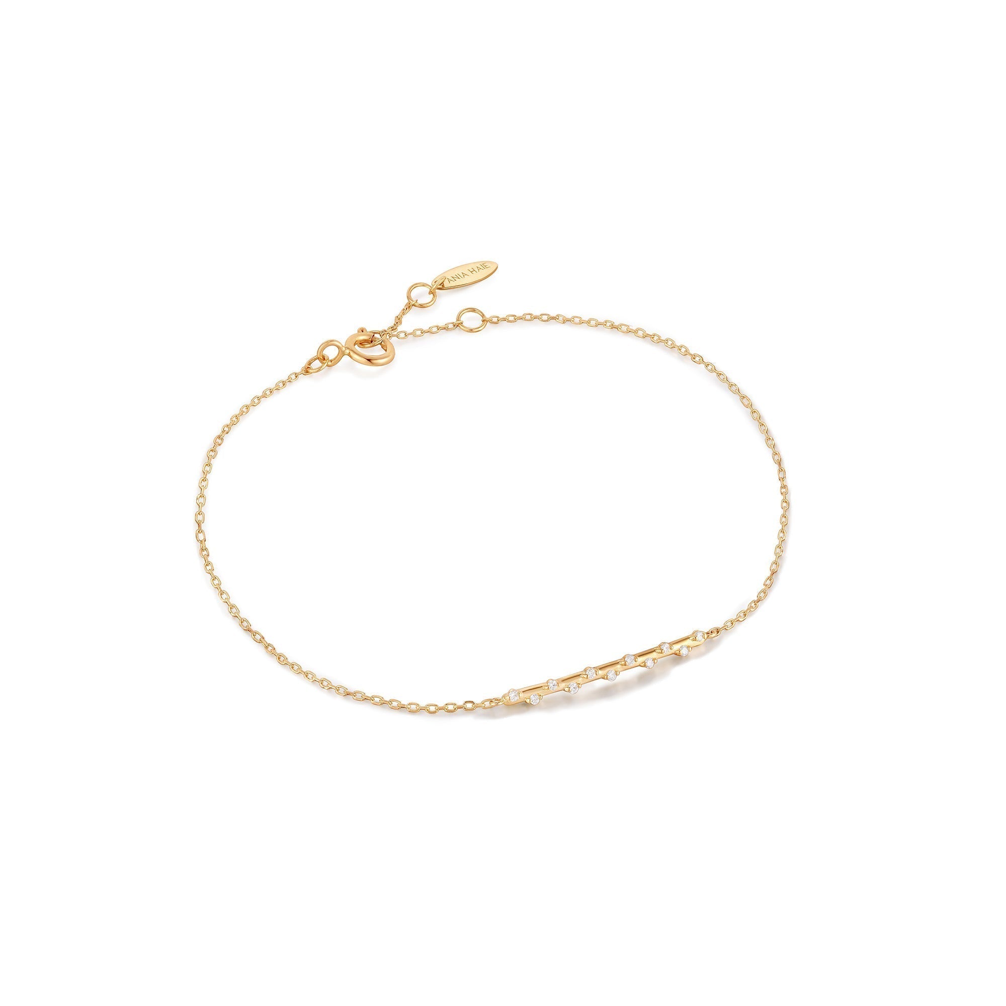 Ania Haie 14ct Gold Stargazer Natural Diamond Bar Bracelet