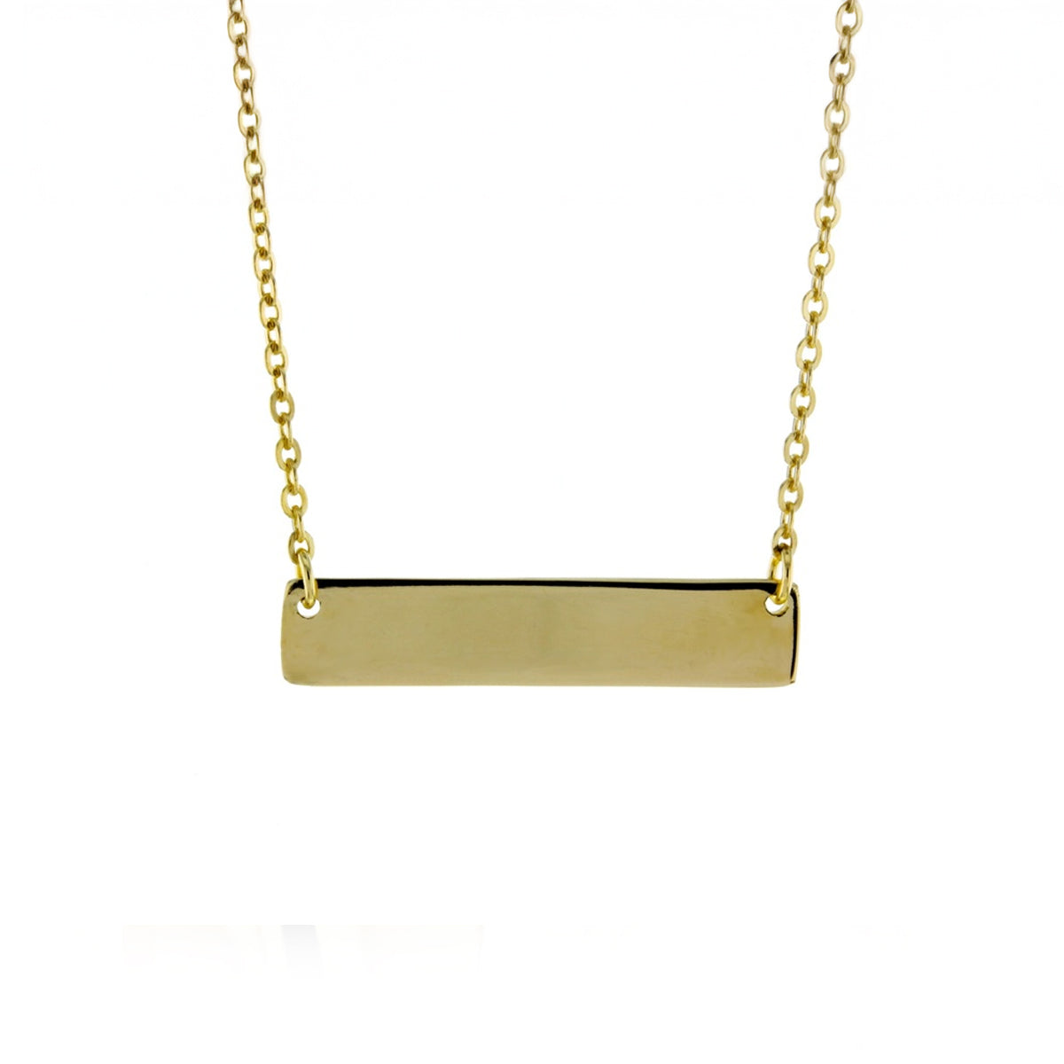 9ct Yellow Gold Plain ID Plate on Hammered Cable Chain